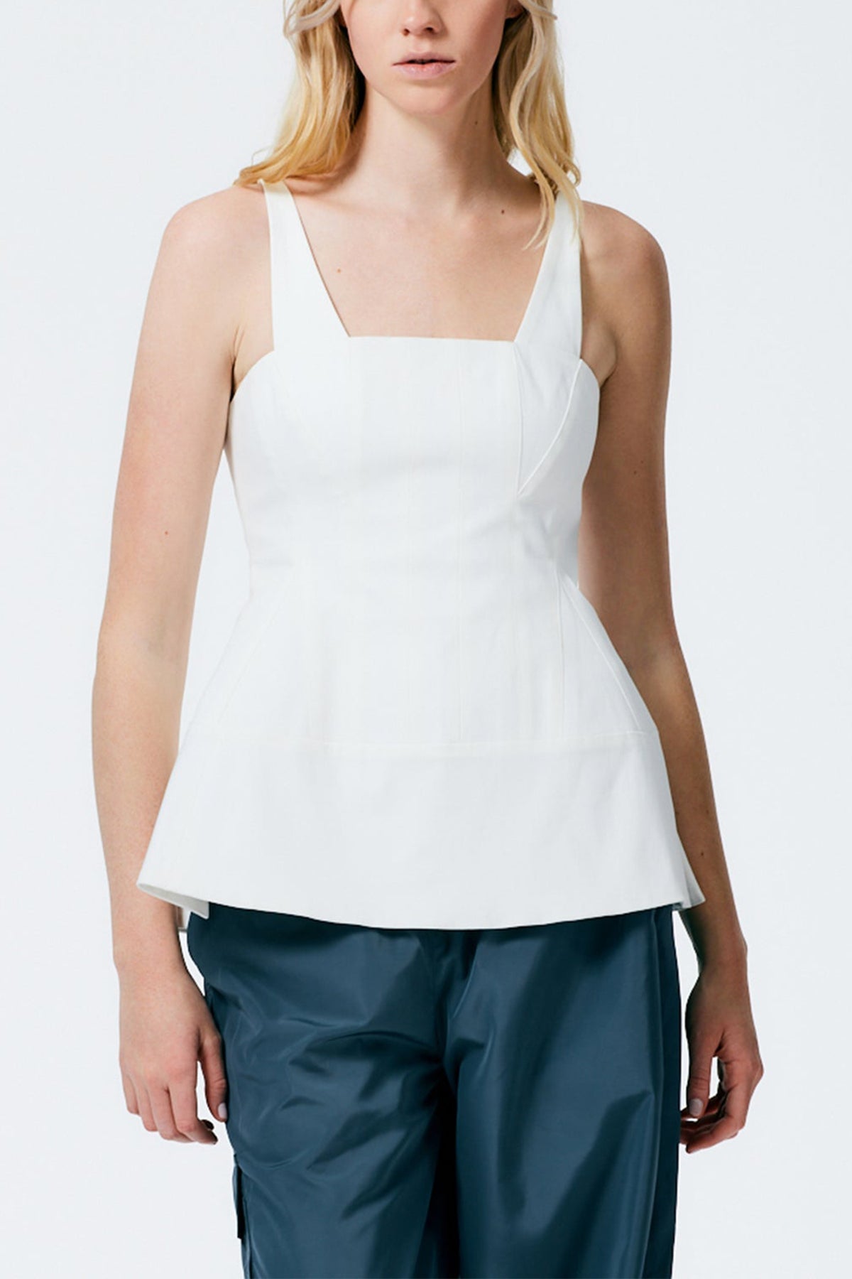 Mila Stretch Satin Corset Top in White - shop-olivia.com