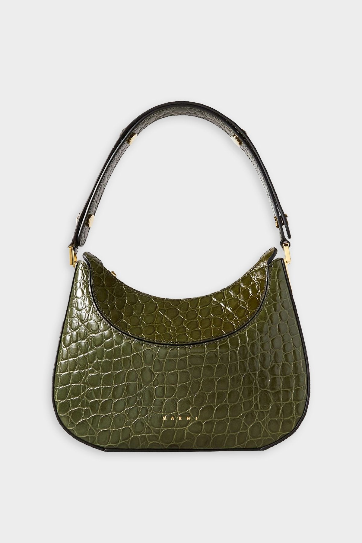 Milano Mini Croc-Effect Leather Shoulder Bag in Green - shop-olivia.com