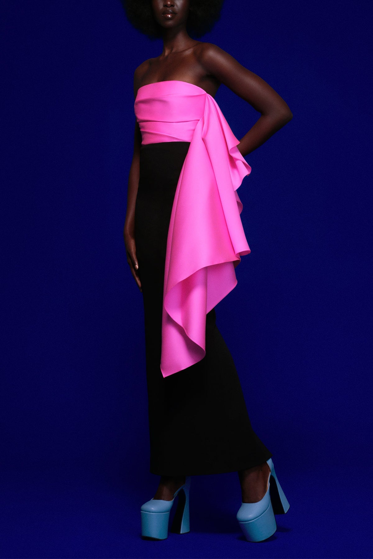 Milena Maxi Dress in Hot Pink and Black - shop-olivia.com