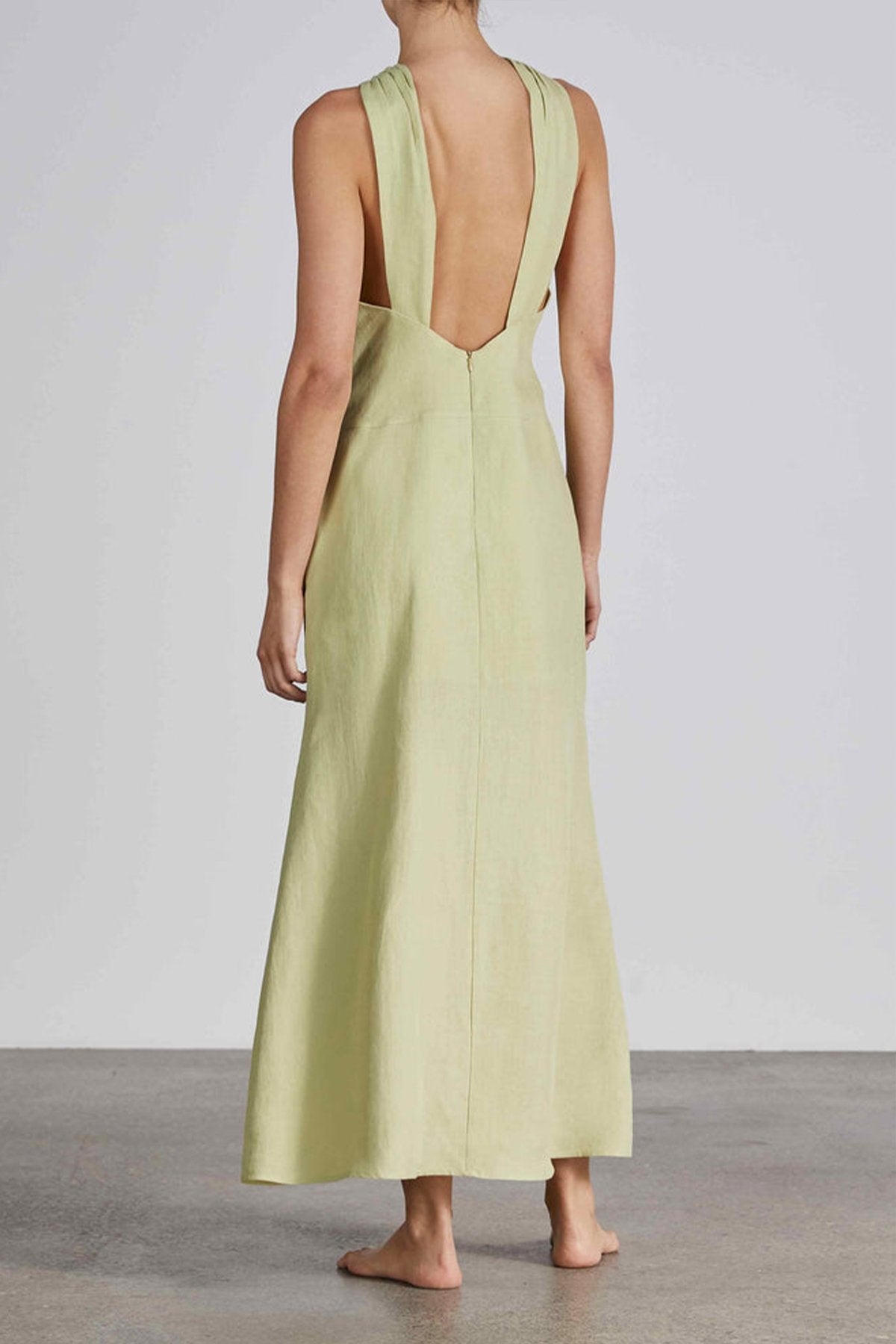 Milos Organic Linen Dress in Lime - shop-olivia.com