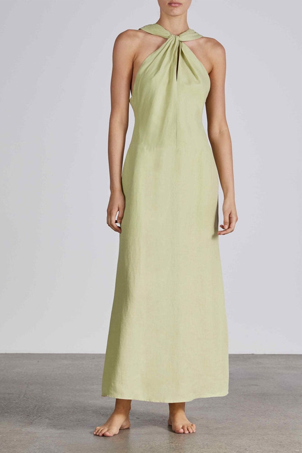 Milos Organic Linen Dress in Lime - shop-olivia.com