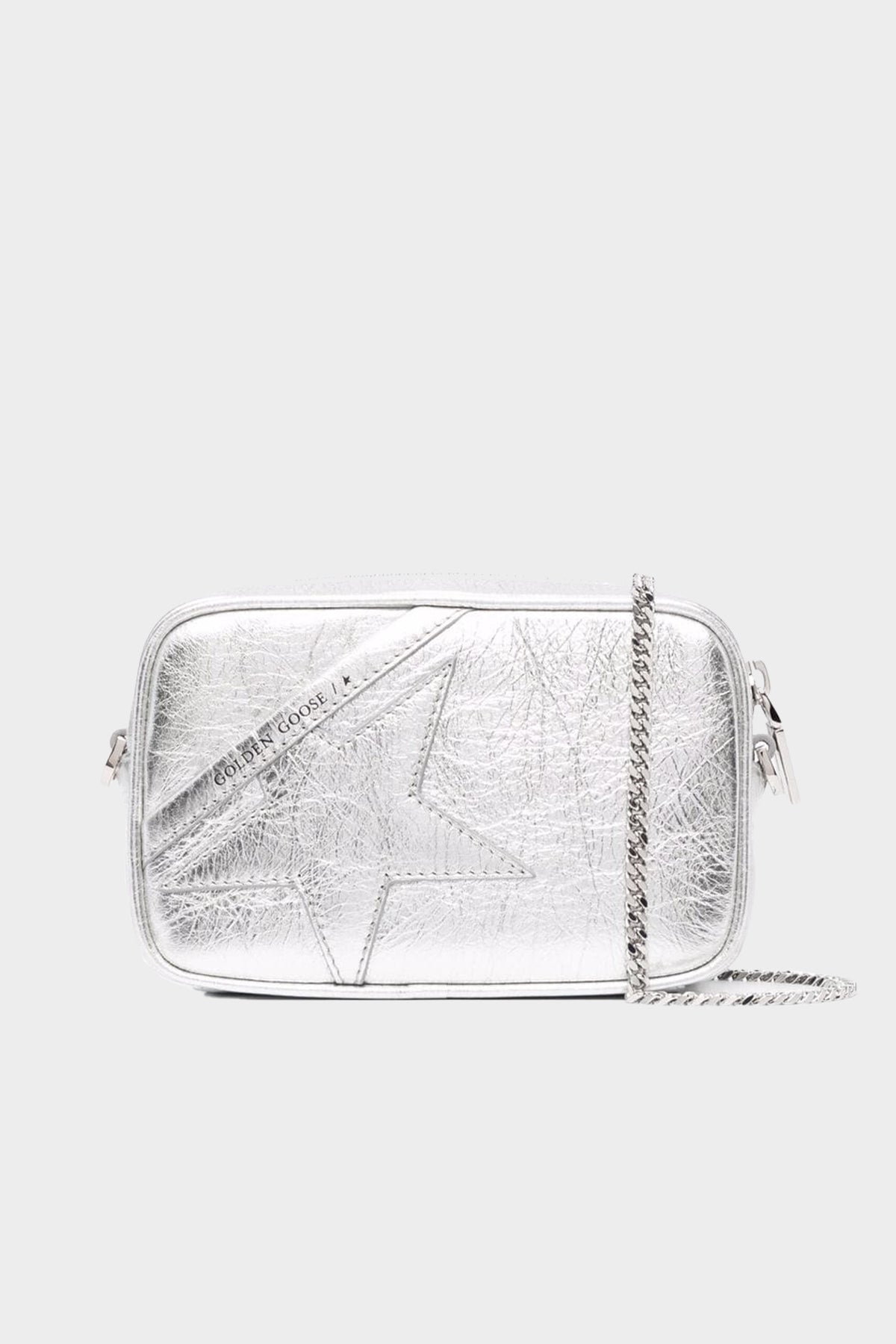 Mini-Star Bag Wrinkled Leather Bag in Silver - shop-olivia.com