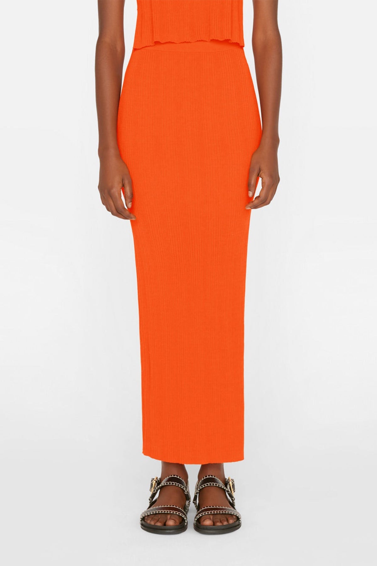Mixed Rib Cutout Skirt in Bright Tangerine - shop-olivia.com