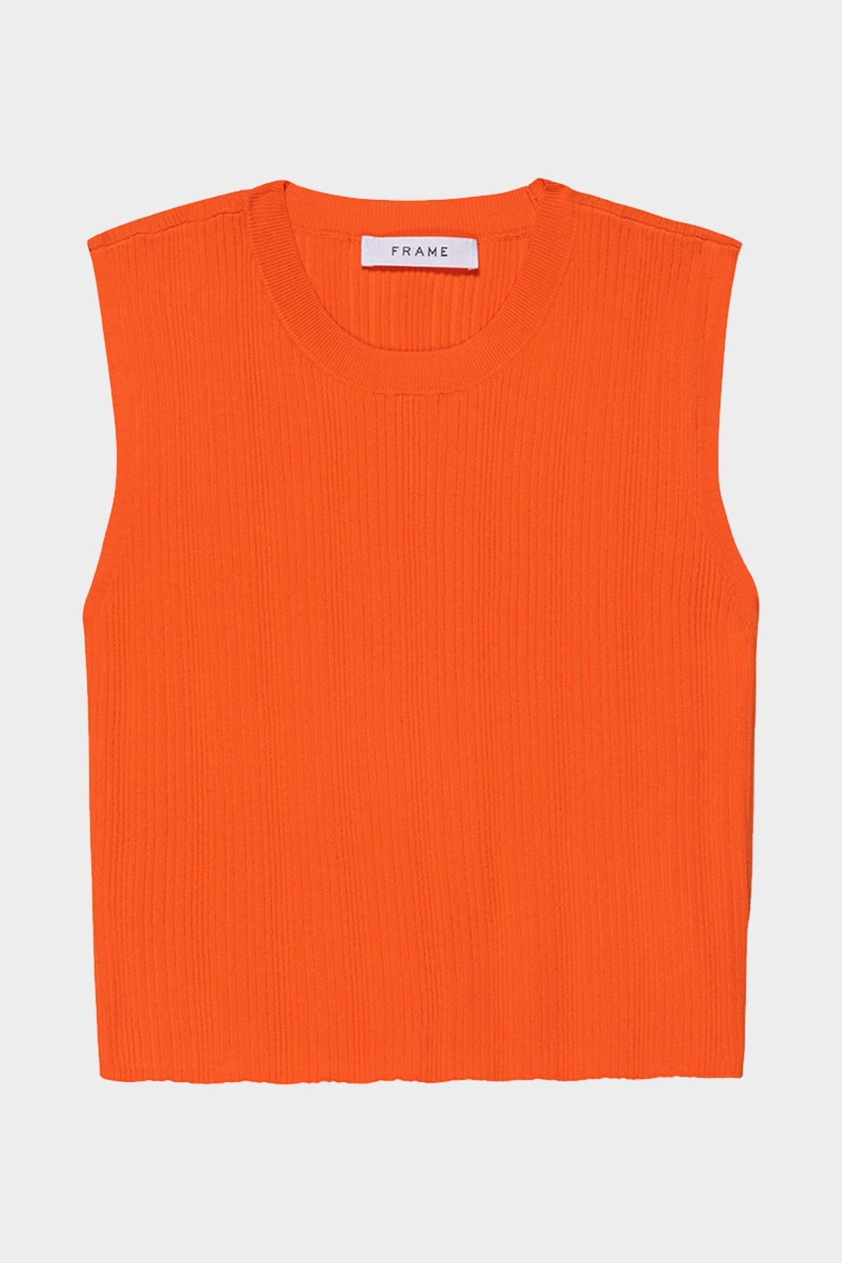 Mixed Rib Cutout Tank in Bright Tangerine - shop-olivia.com