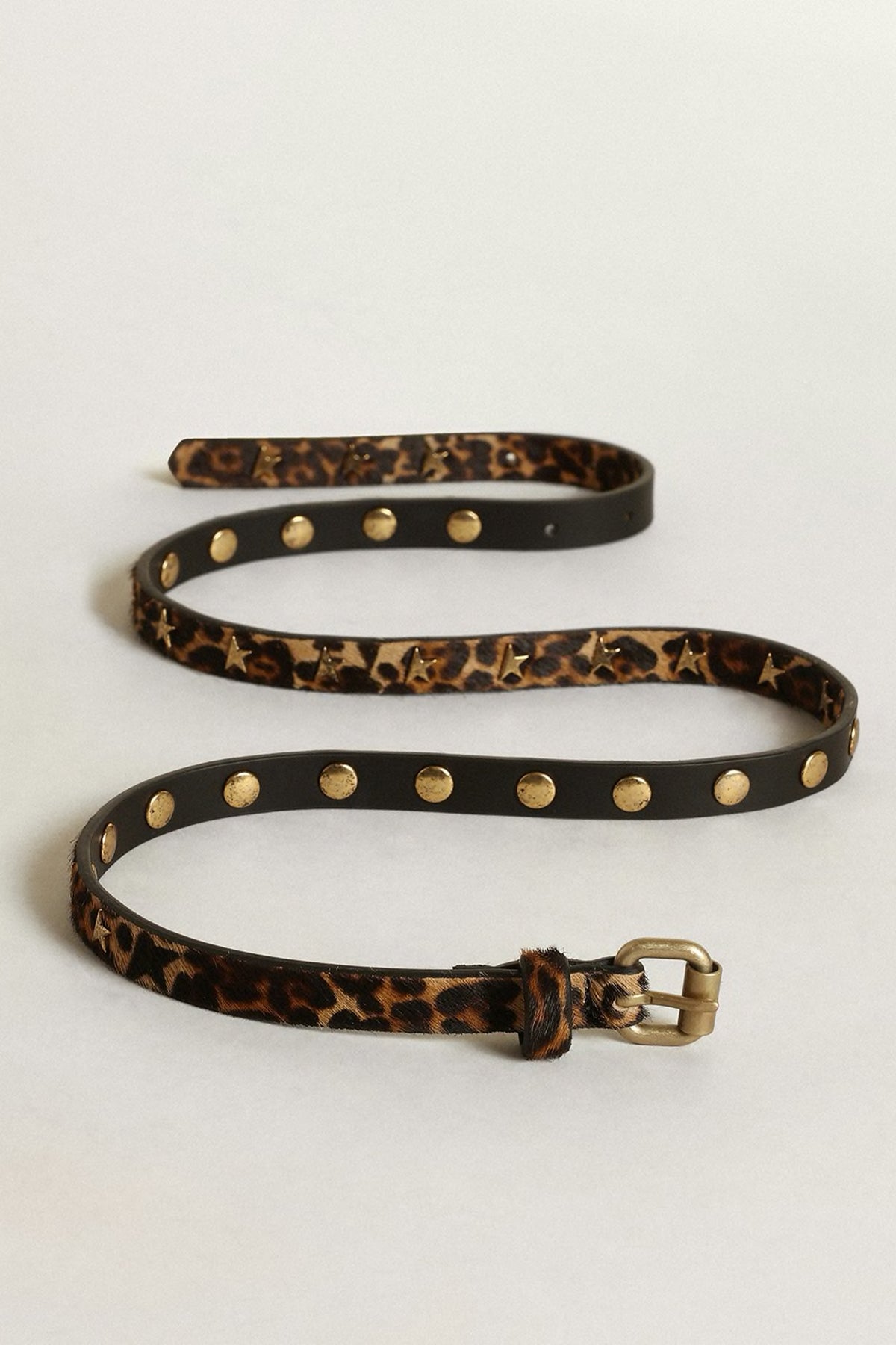 Molly Black and Brown Leopard-Print Pony Skin Belt - shop-olivia.com