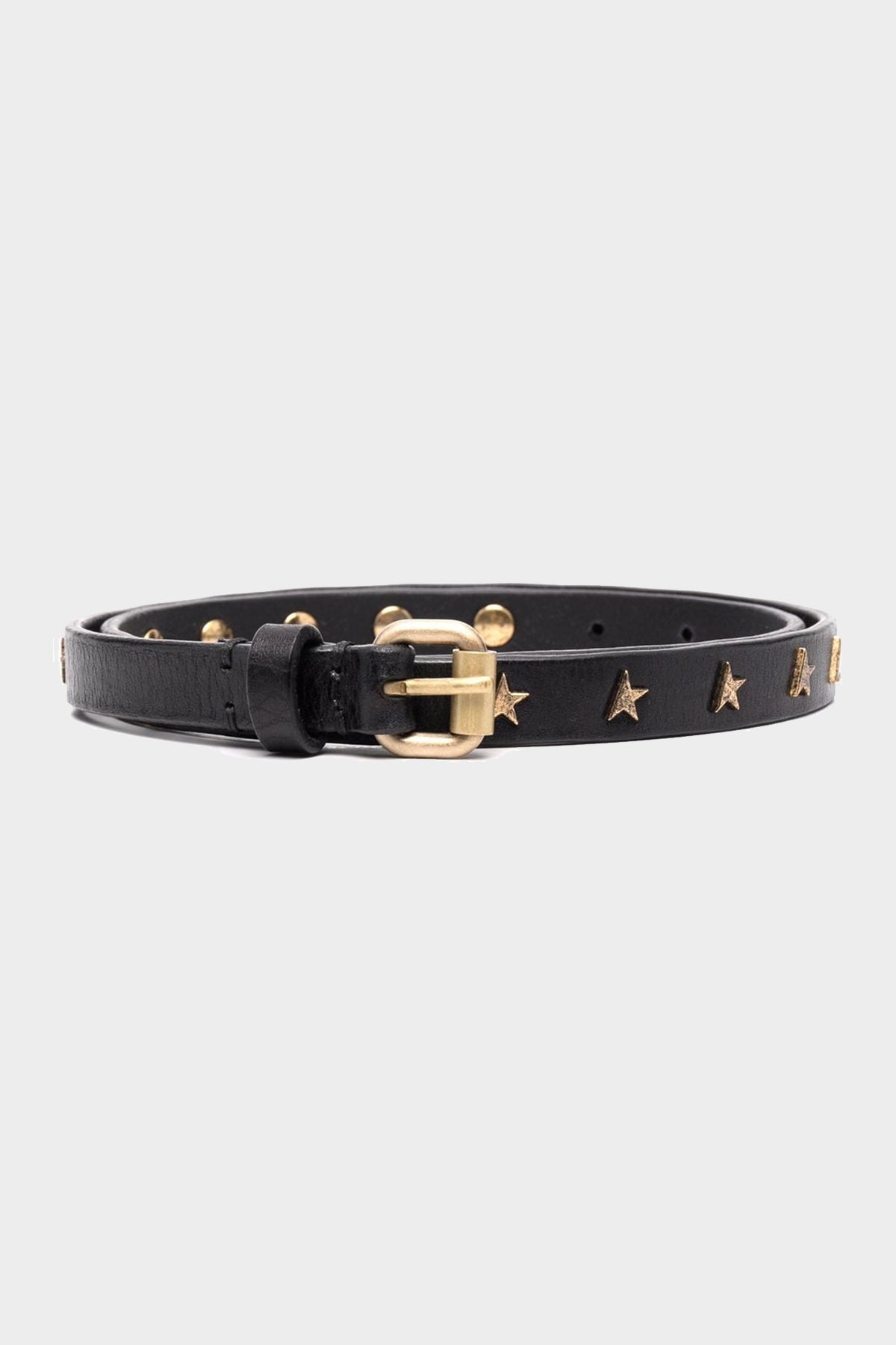 Molly Black Leather Belt with Star-Shaped Studs - shop-olivia.com