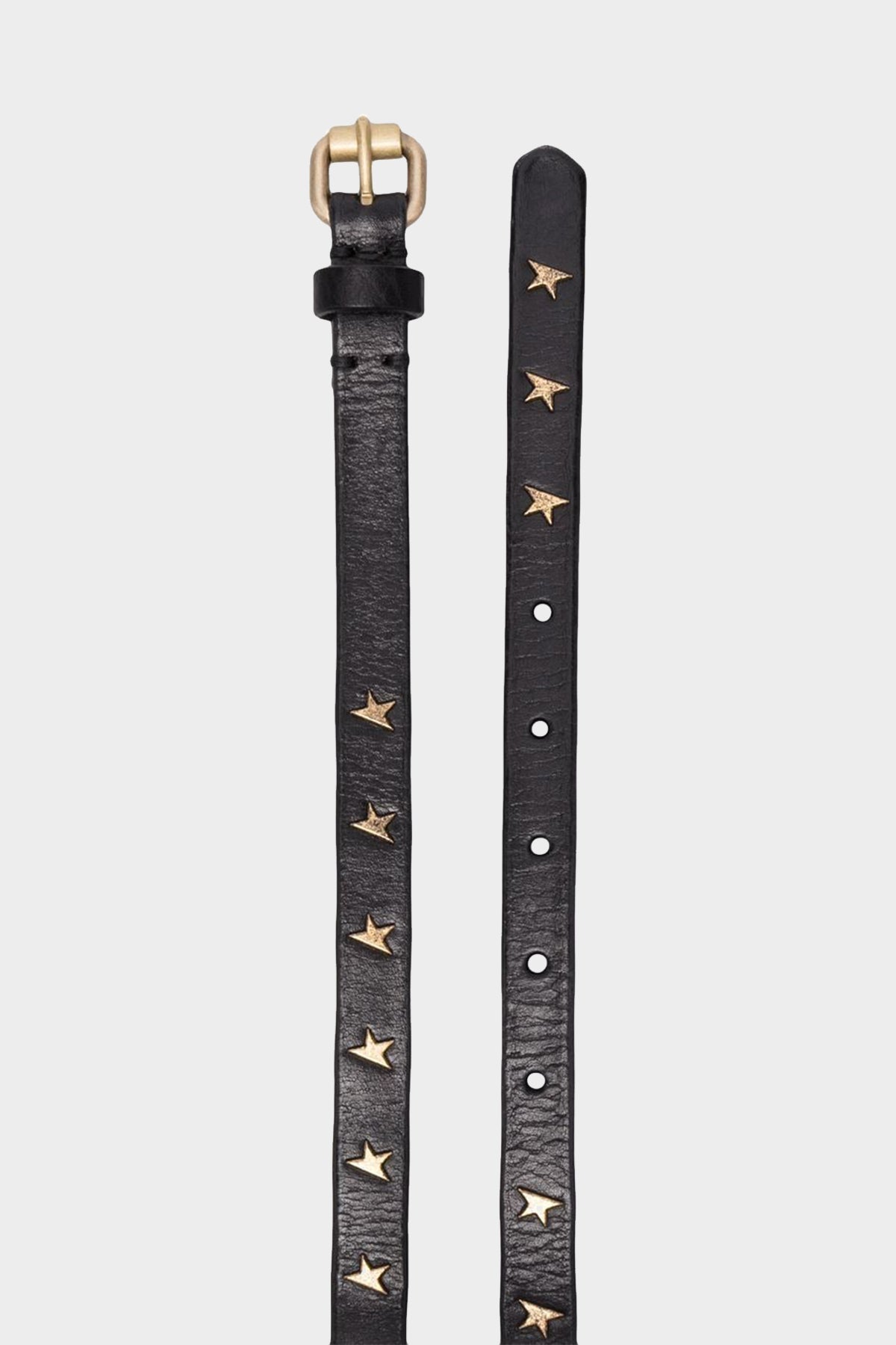 Molly Black Leather Belt with Star-Shaped Studs