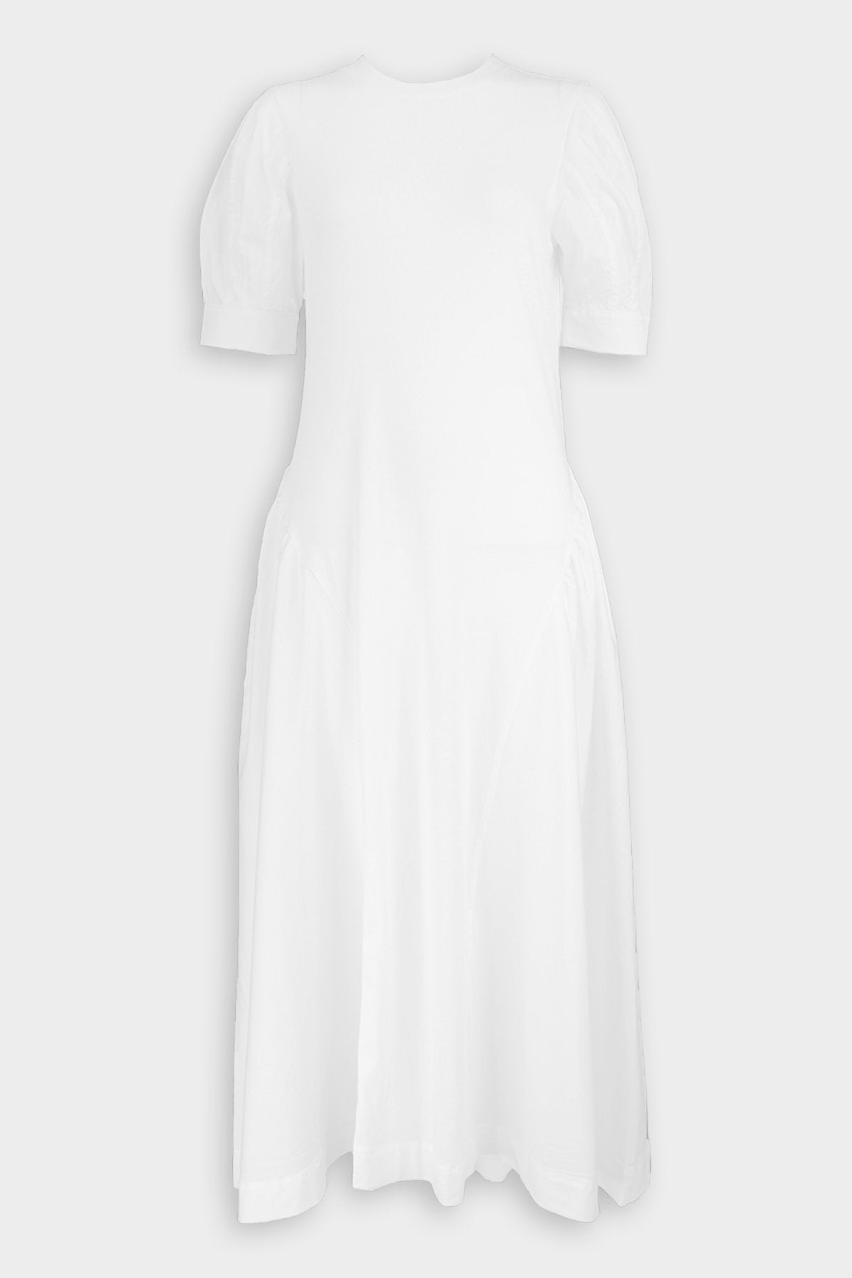Monty Mixed Media Short Sleeve Dress in White - shop-olivia.com