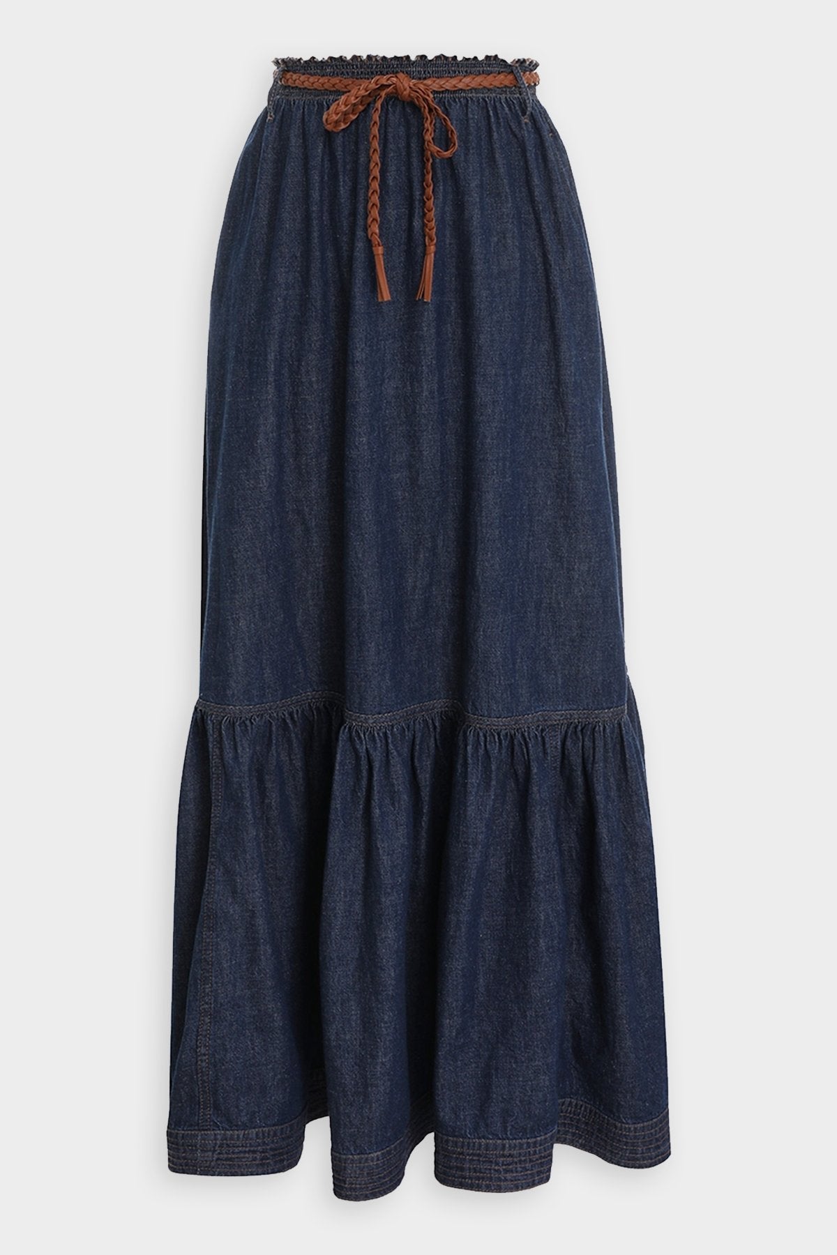 Moonshine Tiered Midi Skirt in Atlantic - shop-olivia.com