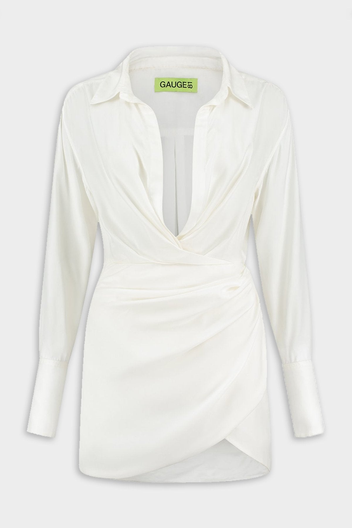 Naha Short Draped Shirt Dress in Ivory - shop-olivia.com