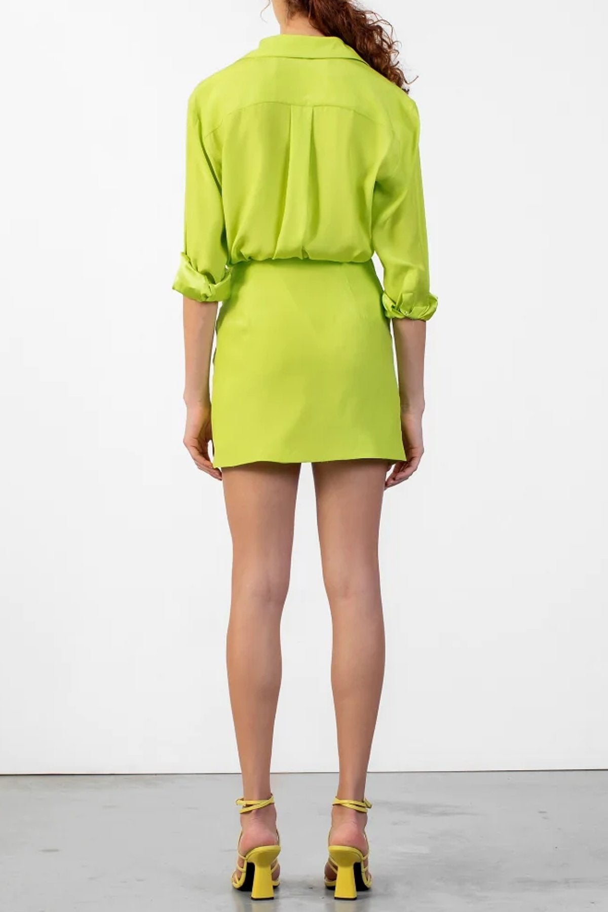 Naha Short Dress in Bright Green - shop-olivia.com