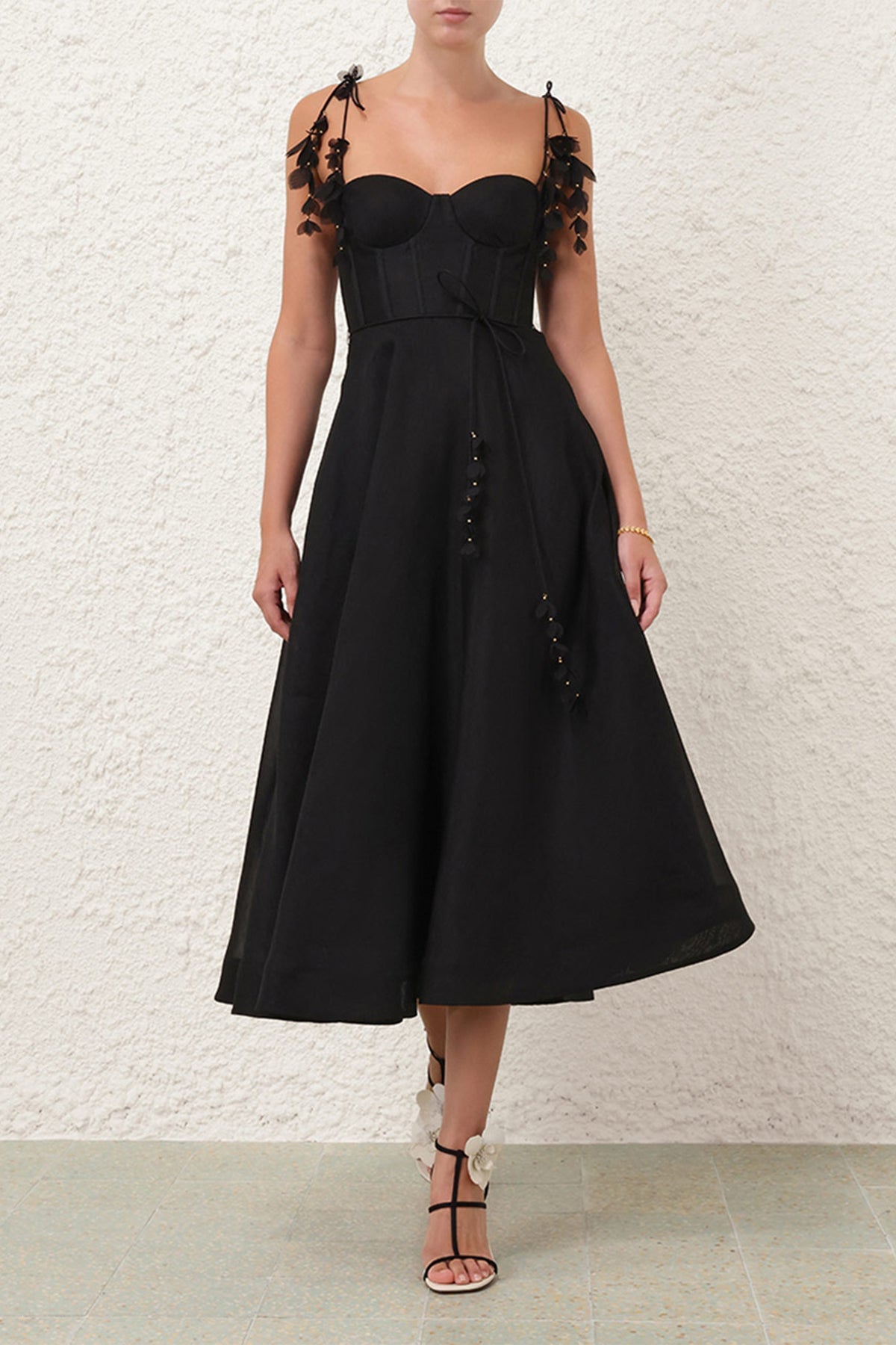 Natura Midi Corset Dress in Black - shop-olivia.com