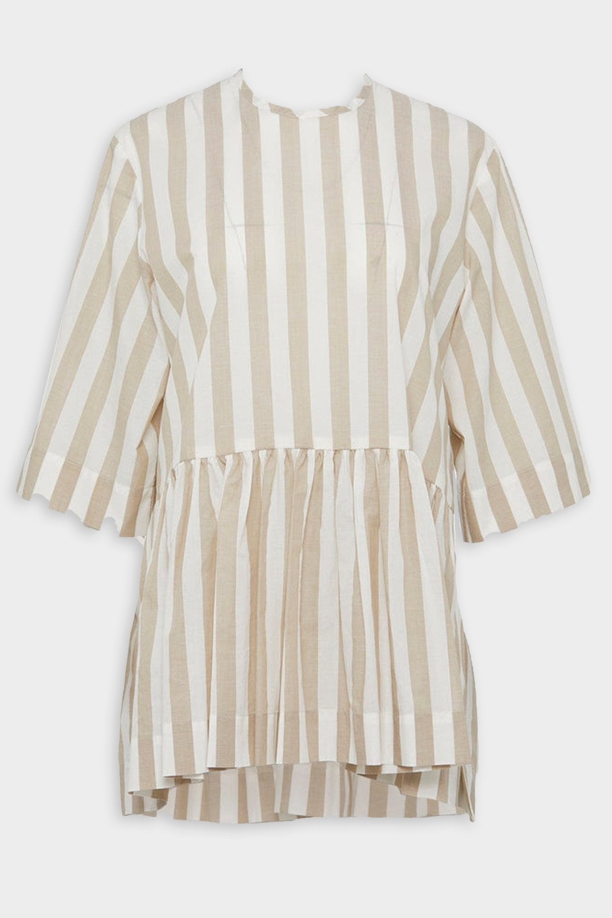 Neta Shirt in Light Brown Bold Stripes - shop-olivia.com