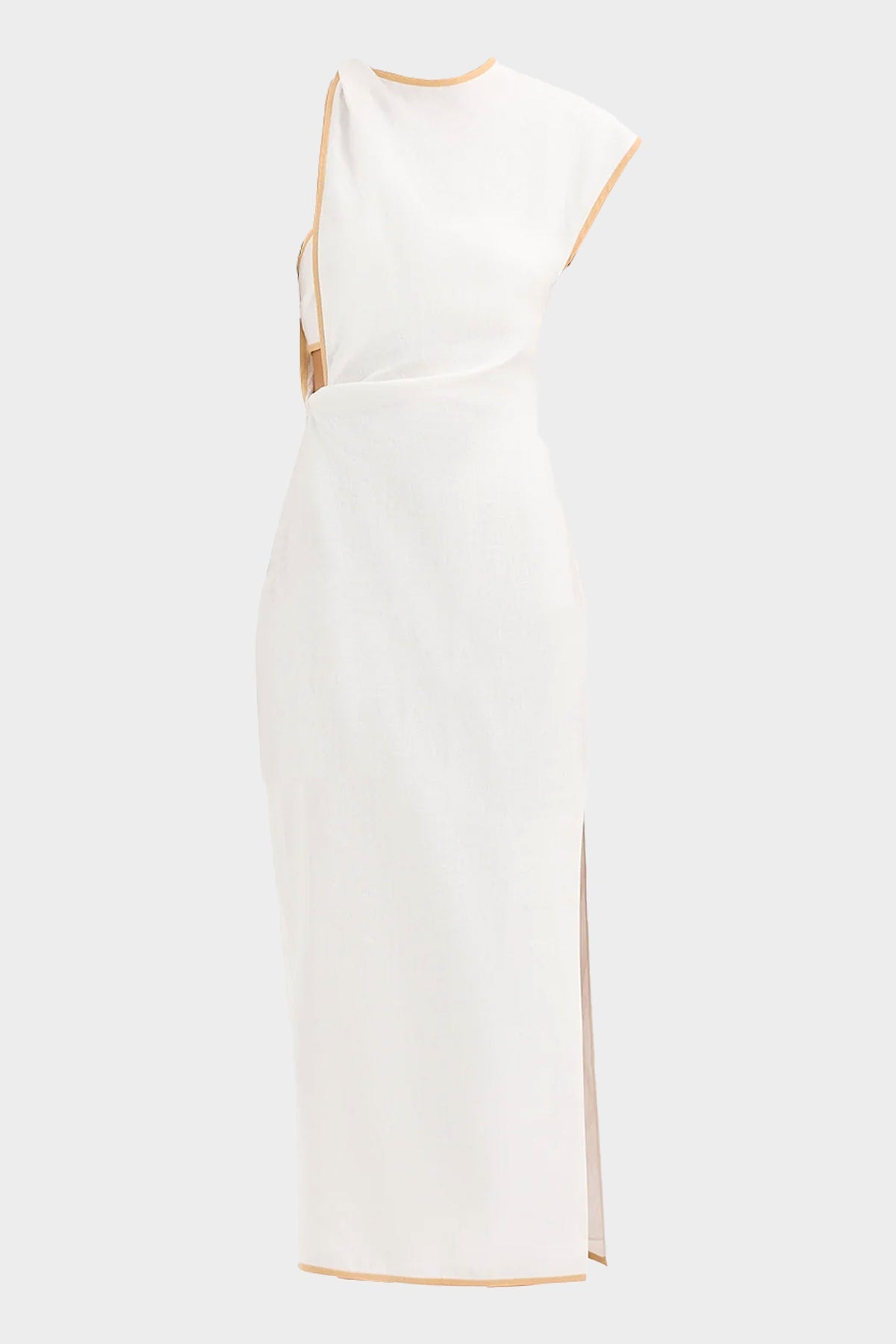 Noemi Cut-Out Midi Dress in Ivory - shop-olivia.com