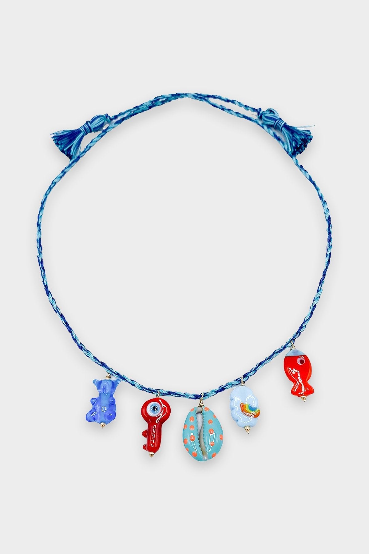 Nosy Be Cord Necklace in Blue Cord with Pearl Smiley - shop-olivia.com