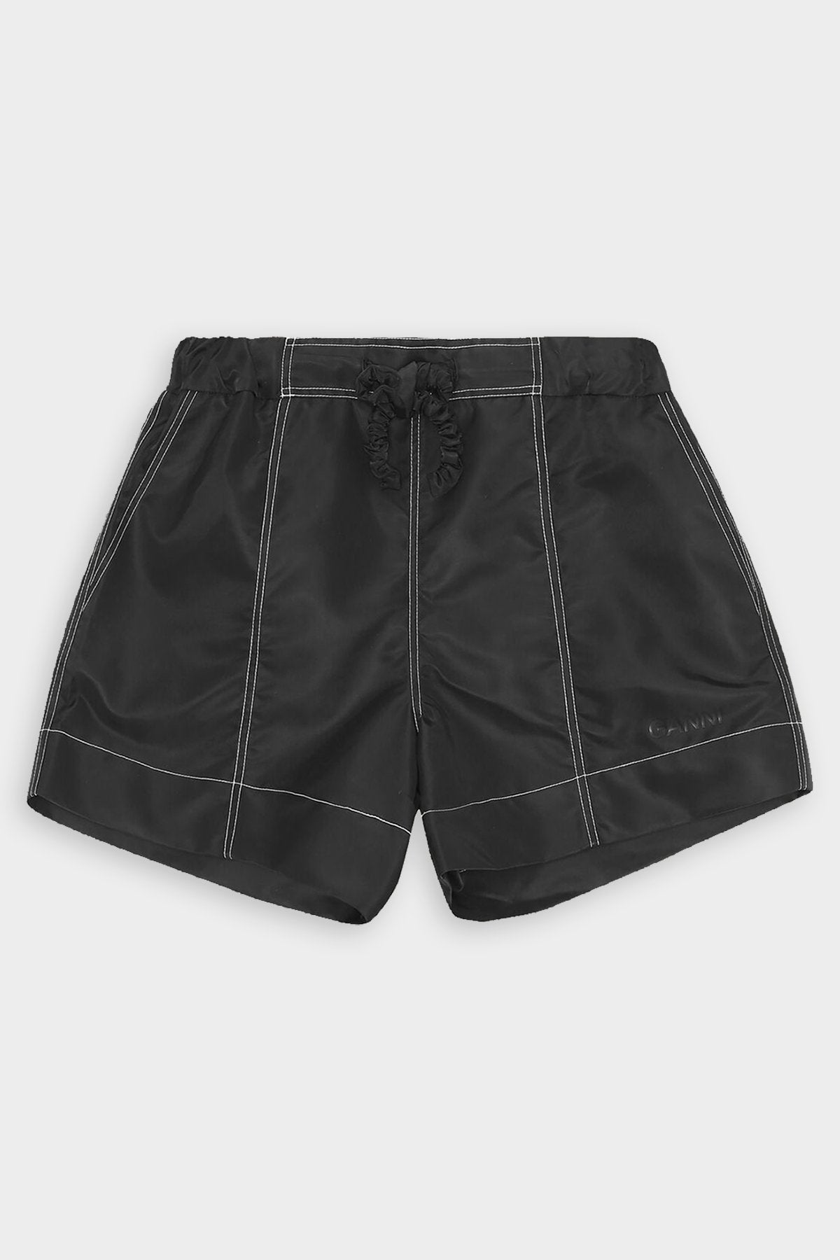 Nylon Drawstring Shorts in Black - shop-olivia.com