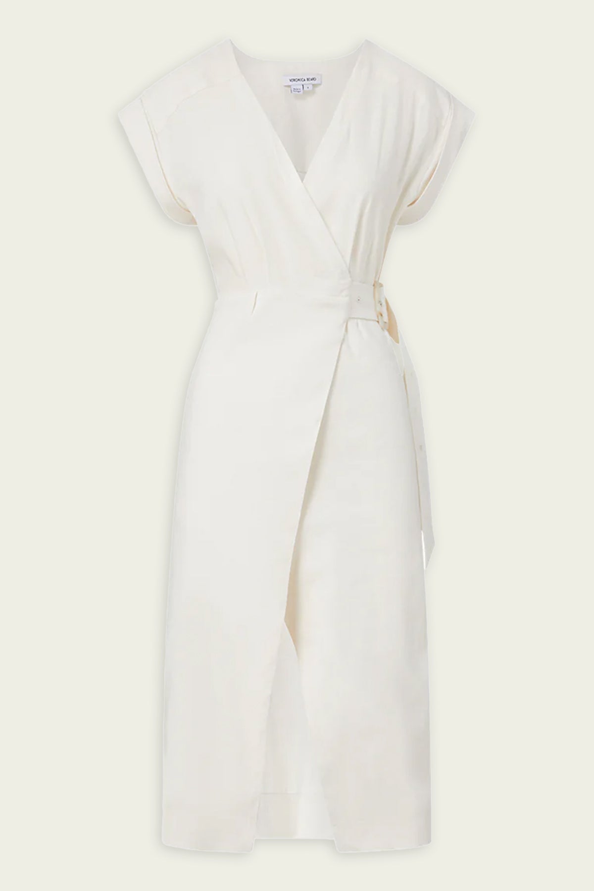 Octavia Stretch-Linen Wrap Dress in Off-White - shop-olivia.com