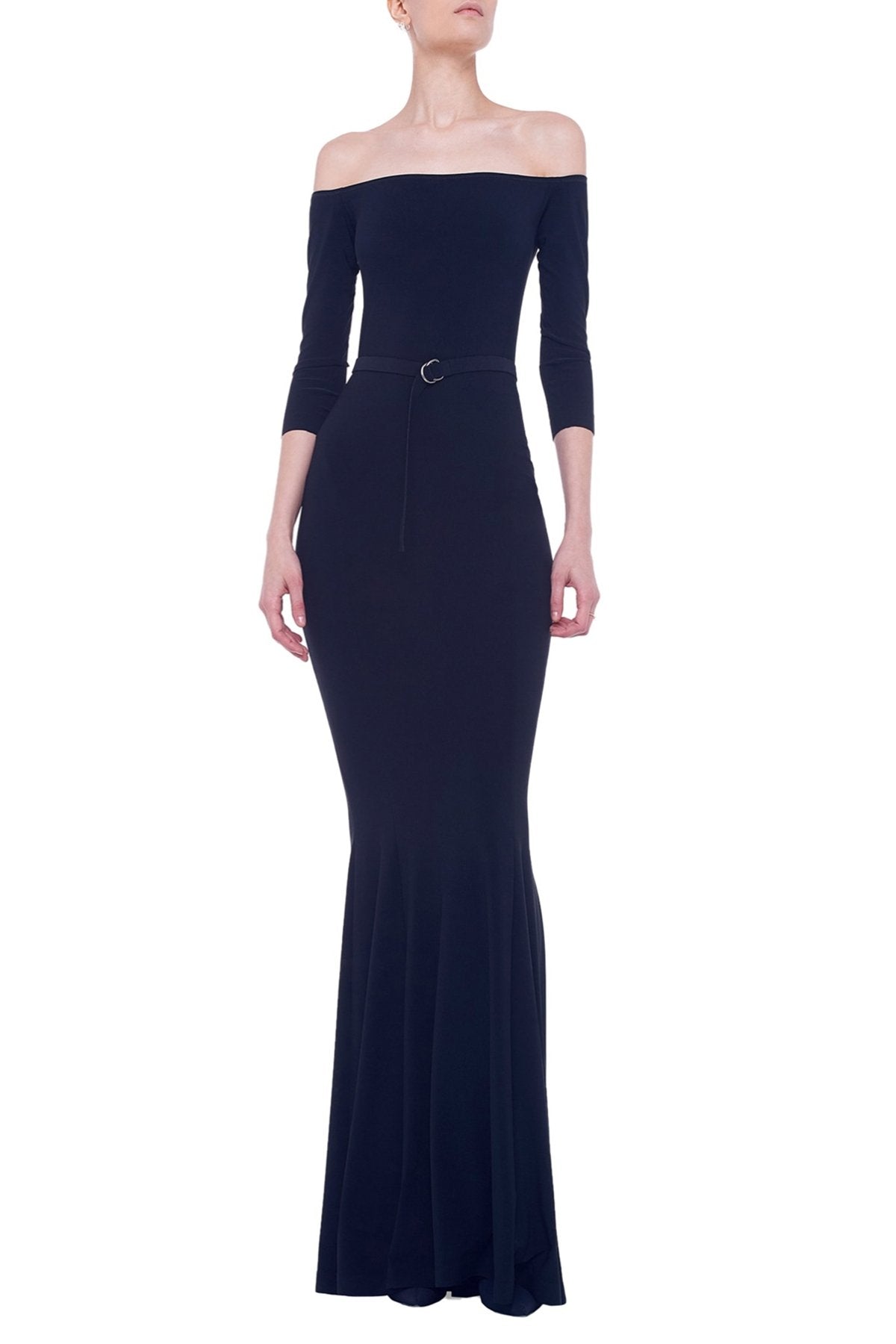 Black off the shoulder fishtail dress hotsell