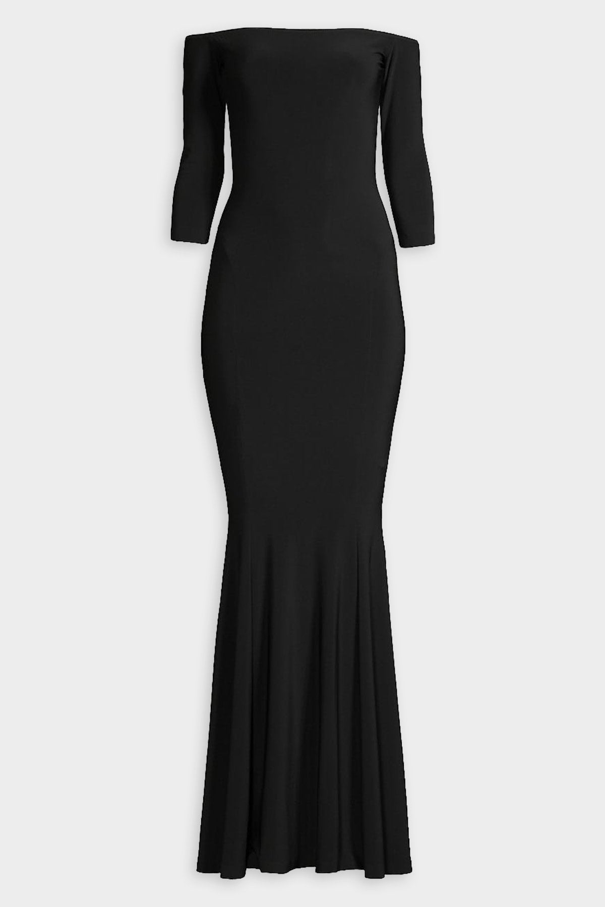 Off Shoulder Fishtail Gown in Black - shop-olivia.com