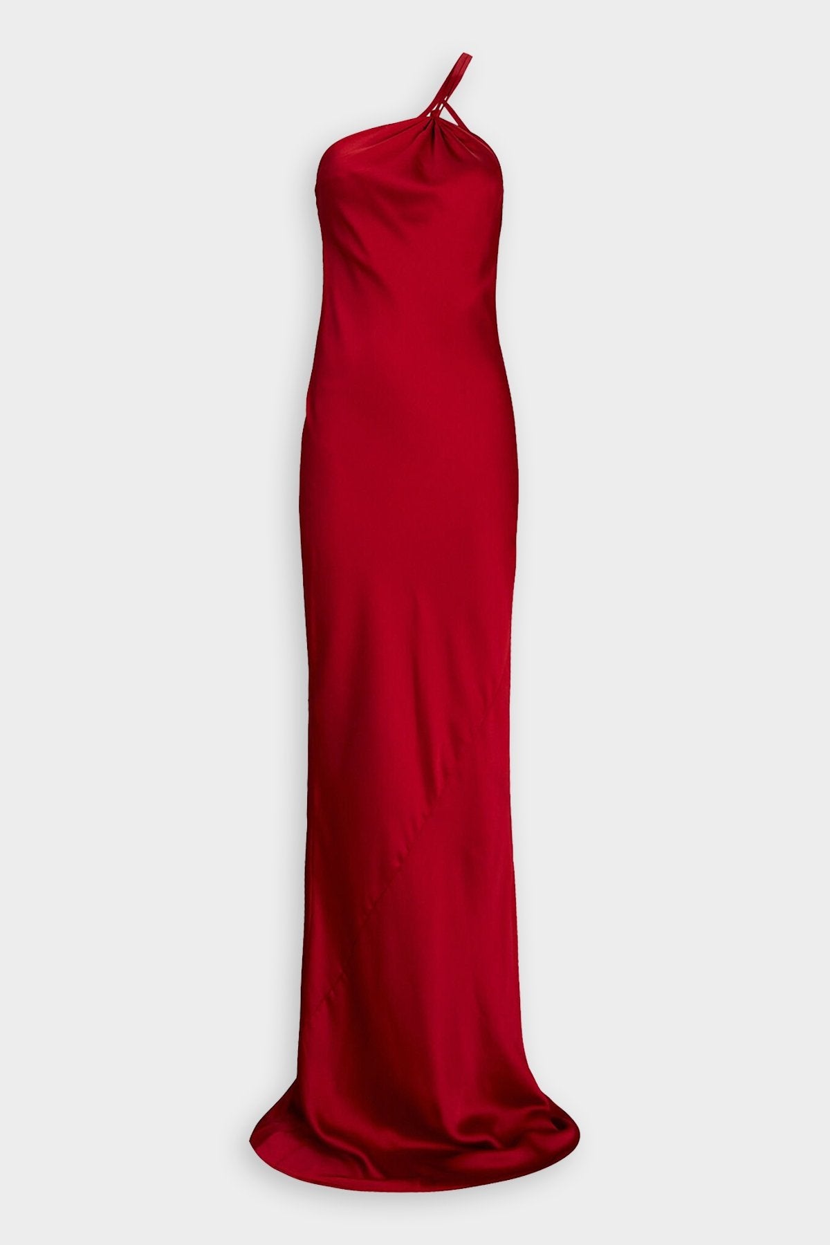 One Shoulder Bias Gown in Tiger Red - shop-olivia.com