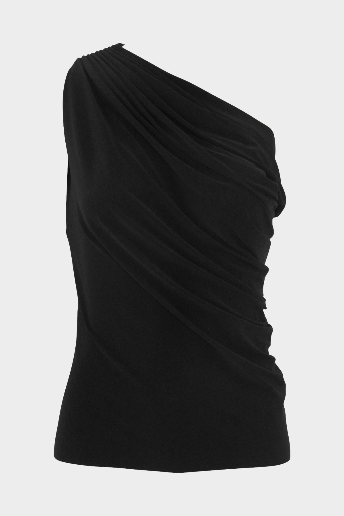 One Shoulder Peasant Top in Black - shop-olivia.com