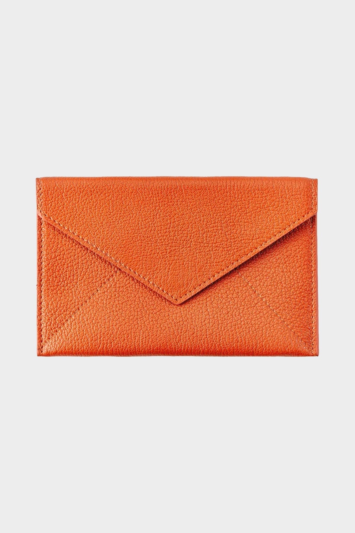 Orange Goatskin Leather Medium Envelope - shop-olivia.com