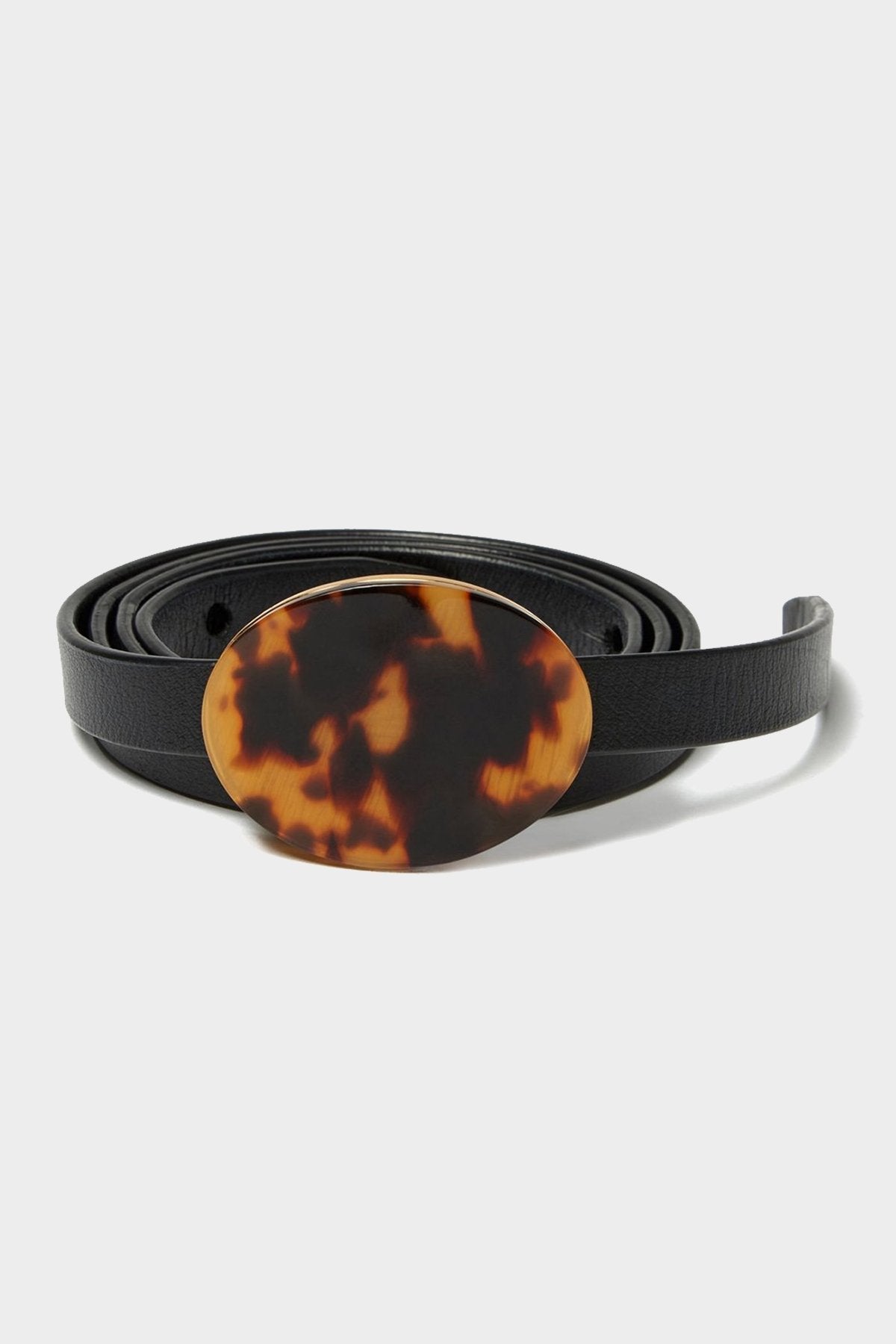 Orbit Belt in Black and Tortoise - shop-olivia.com