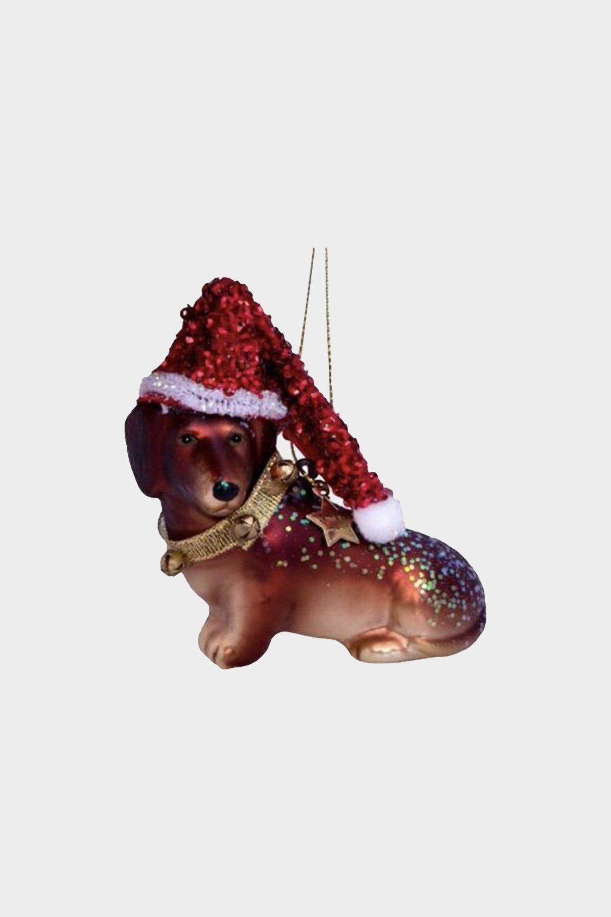 Ornament glass little dachshund w/hat H8cm - shop-olivia.com