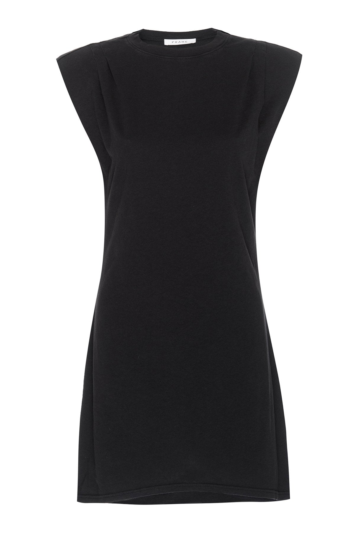 Padded Shoulder Dress in Noir - shop-olivia.com