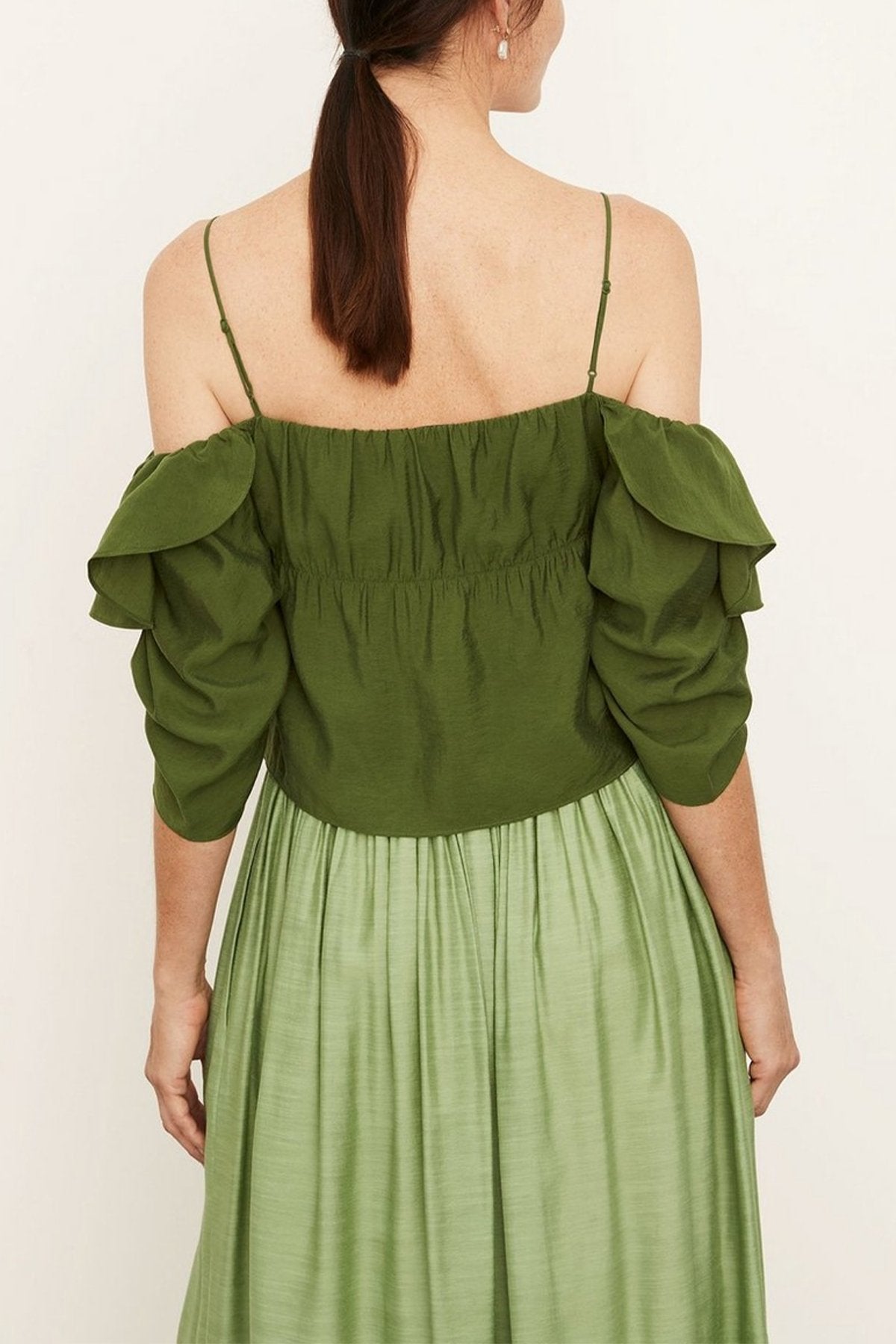 Paneled Long Sleeve Blouse in Herb - shop-olivia.com