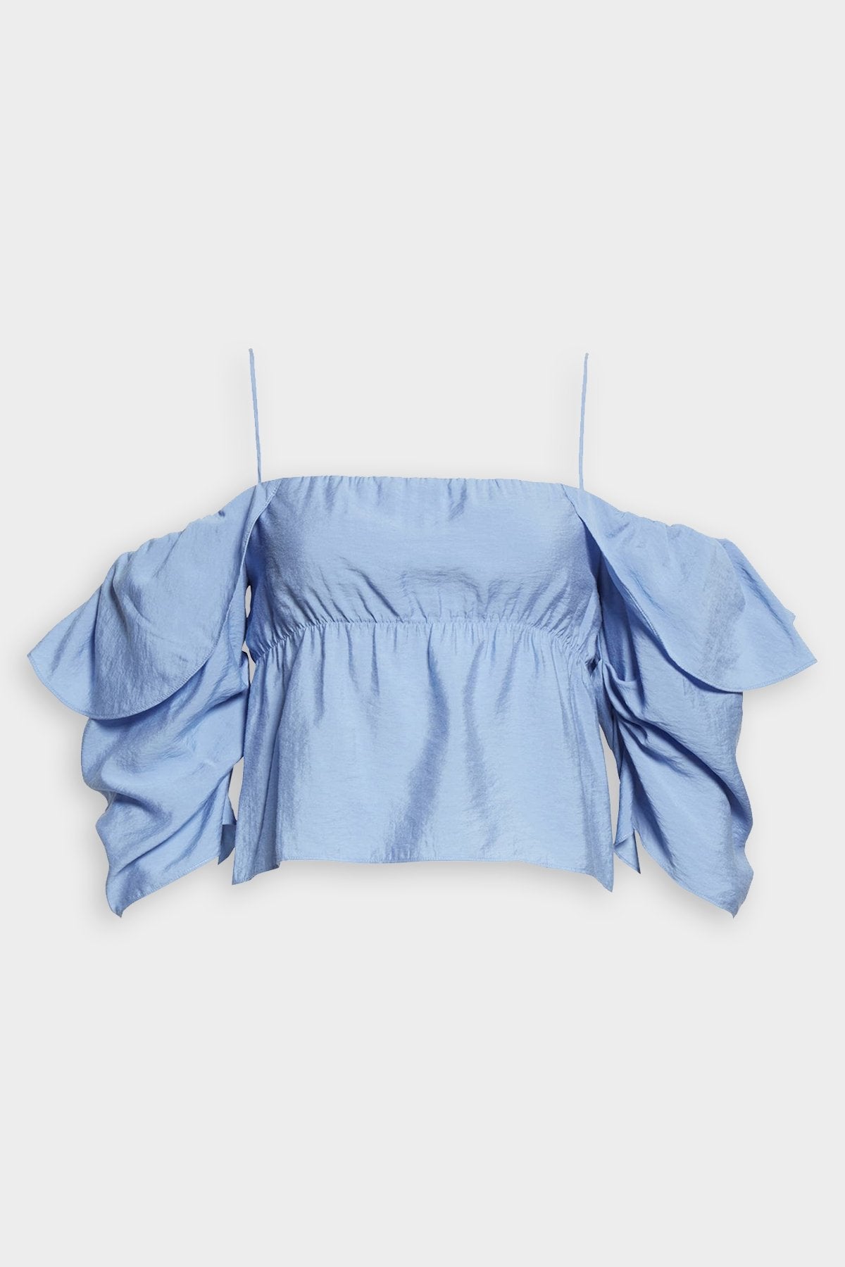 Paneled Long Sleeve Blouse in Vista Blue - shop-olivia.com