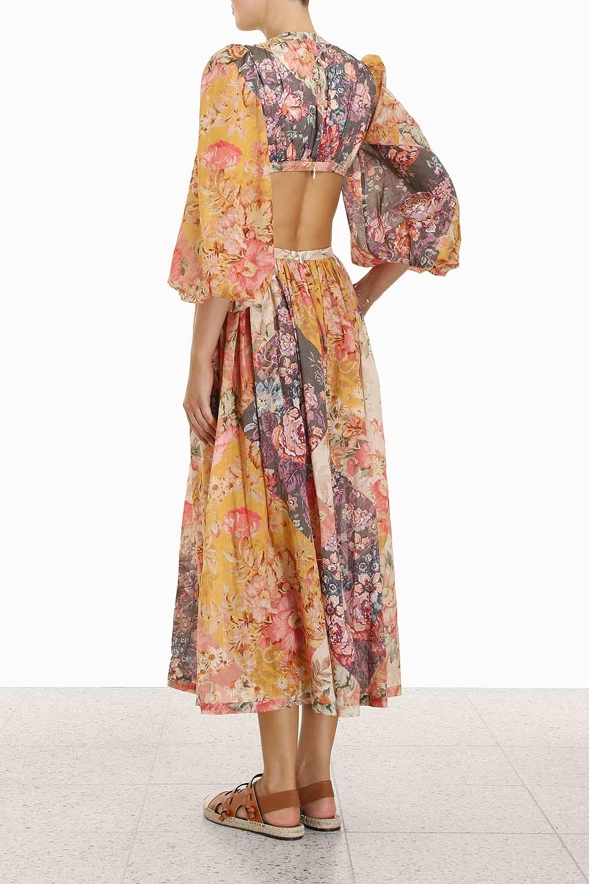 Pattie Patchwork Long Dress in Patch Floral - shop-olivia.com