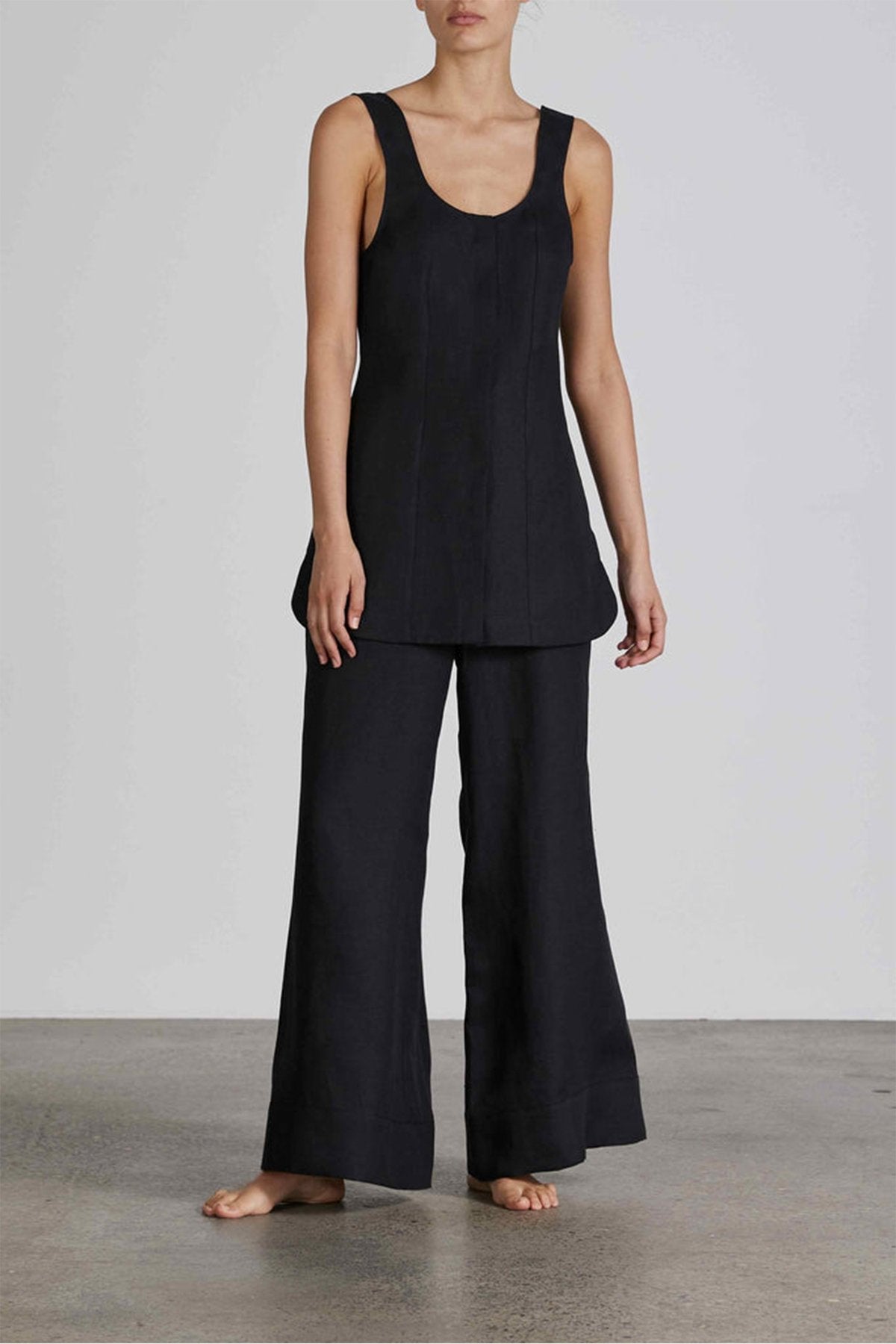 Pemba Organic Linen Mini Dress in Black - shop-olivia.com