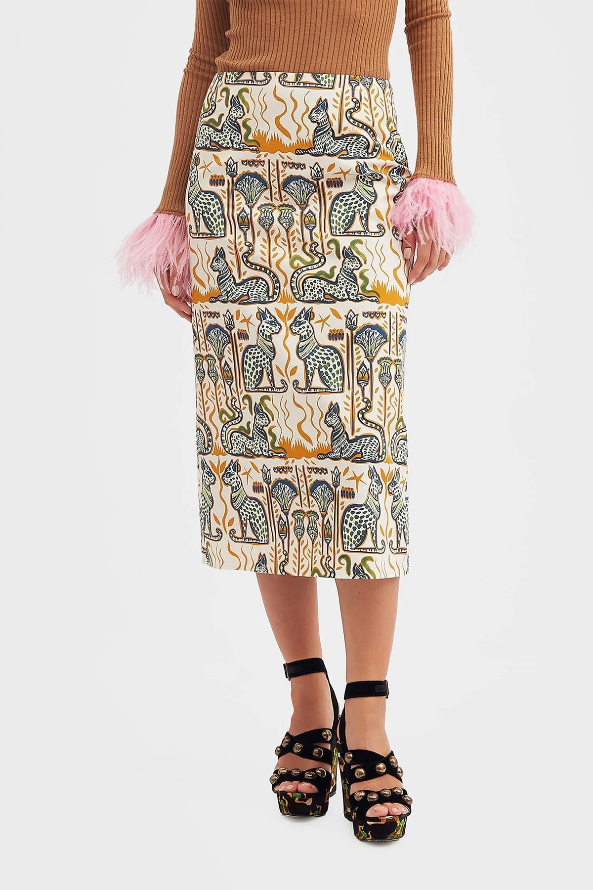 Pencil Skirt in Bast Ivory - shop-olivia.com