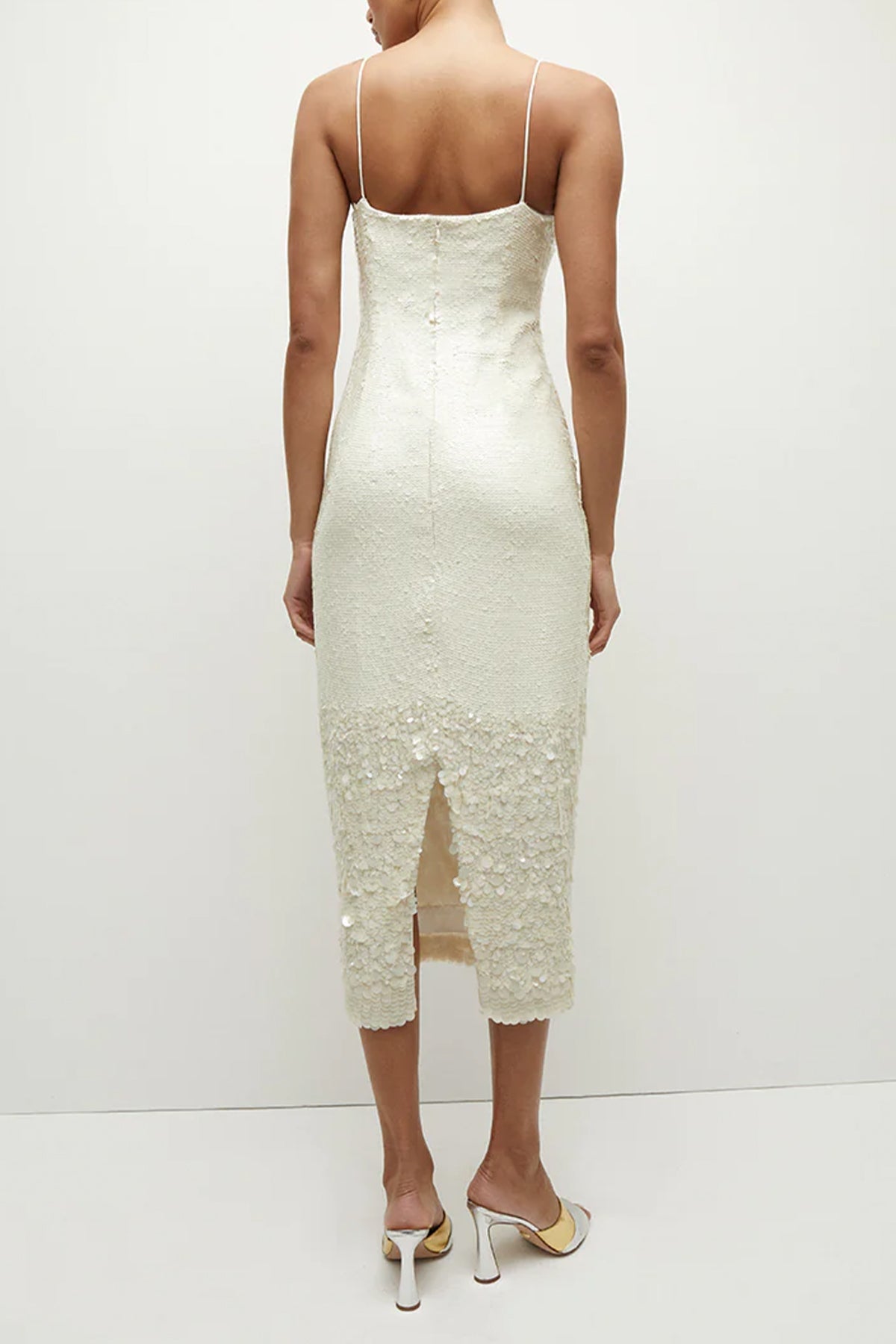 Perla Sequin Dress in Iridescent Off-White - shop-olivia.com