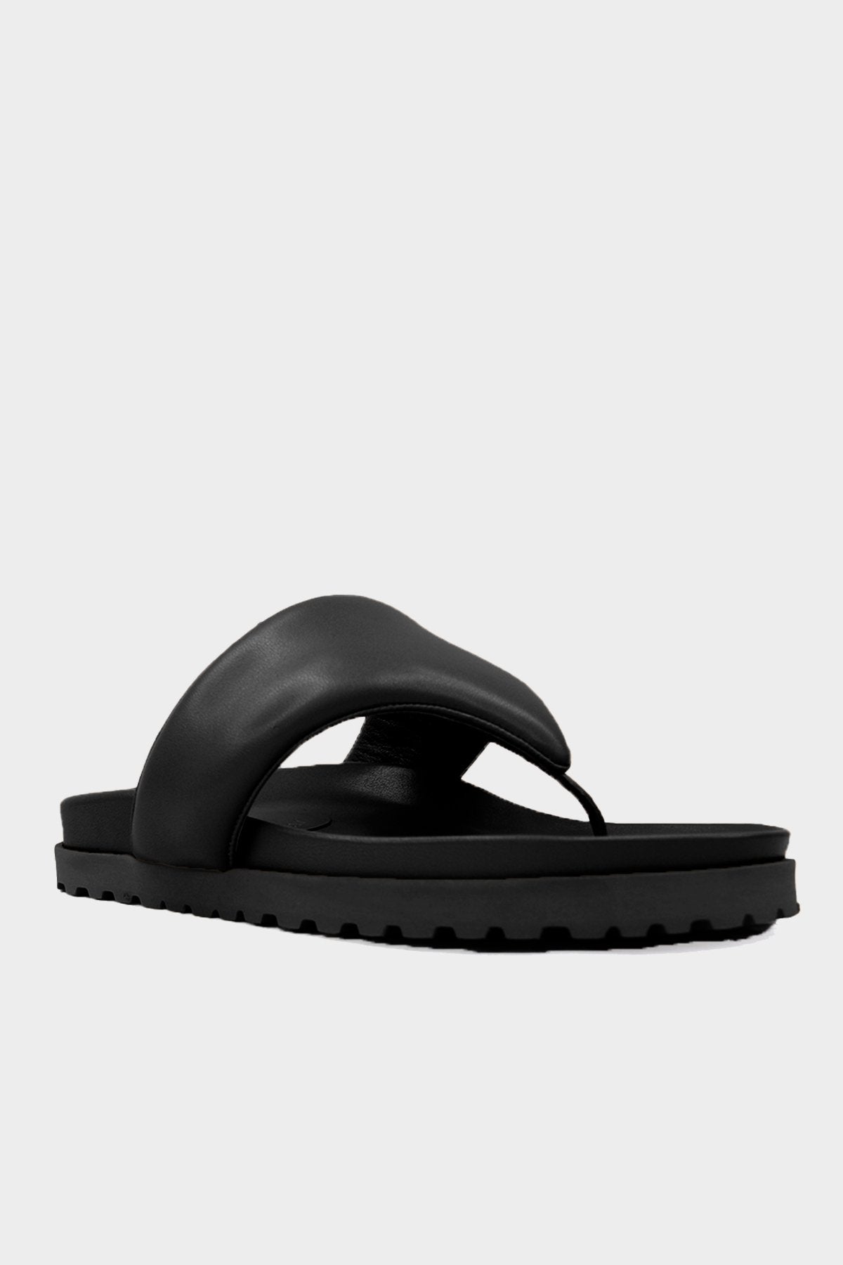 Perni Padded Flip Flop Flat Sandal in Black - shop-olivia.com