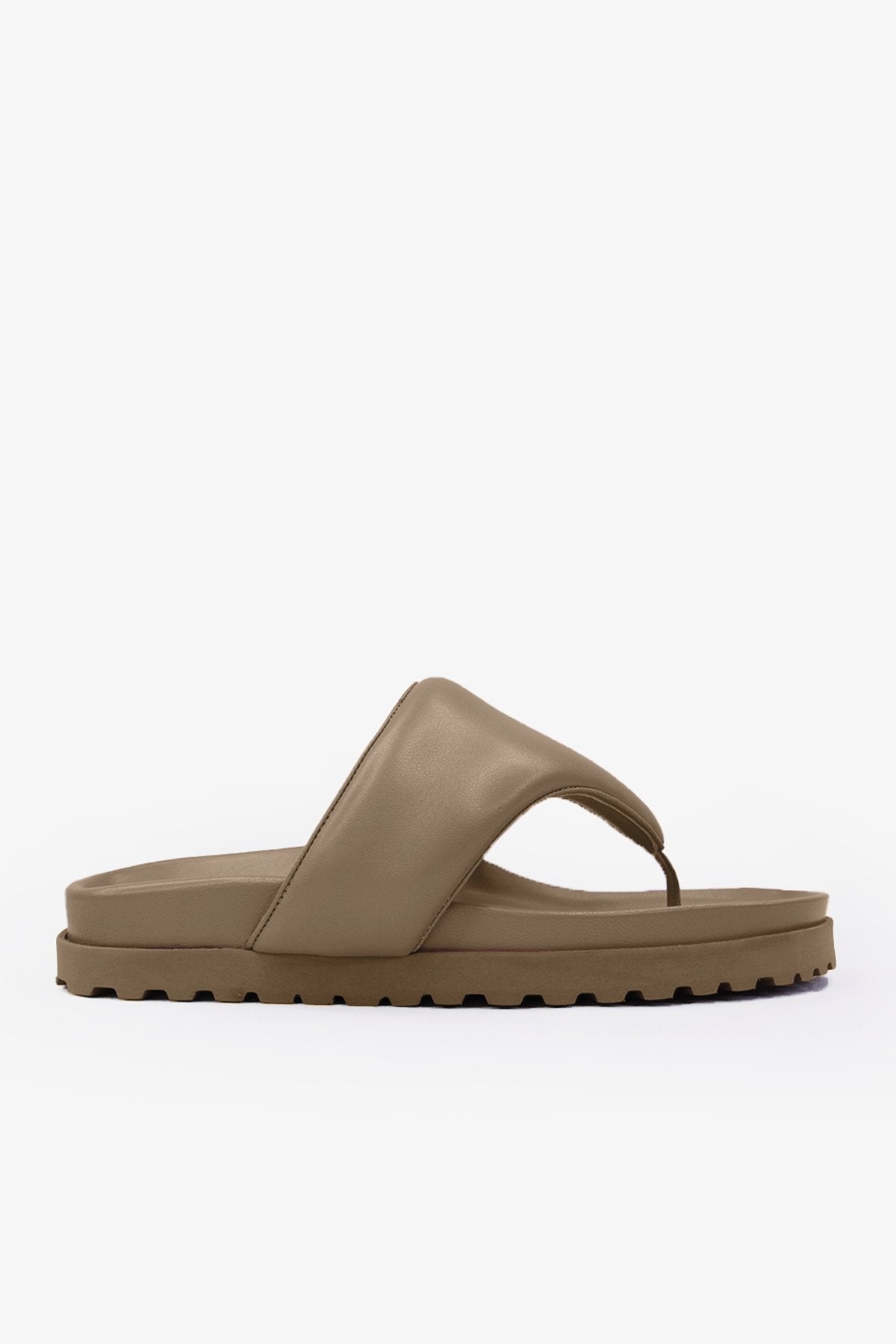 Perni Padded Flip Flop Flat Sandal in Taupe - shop-olivia.com