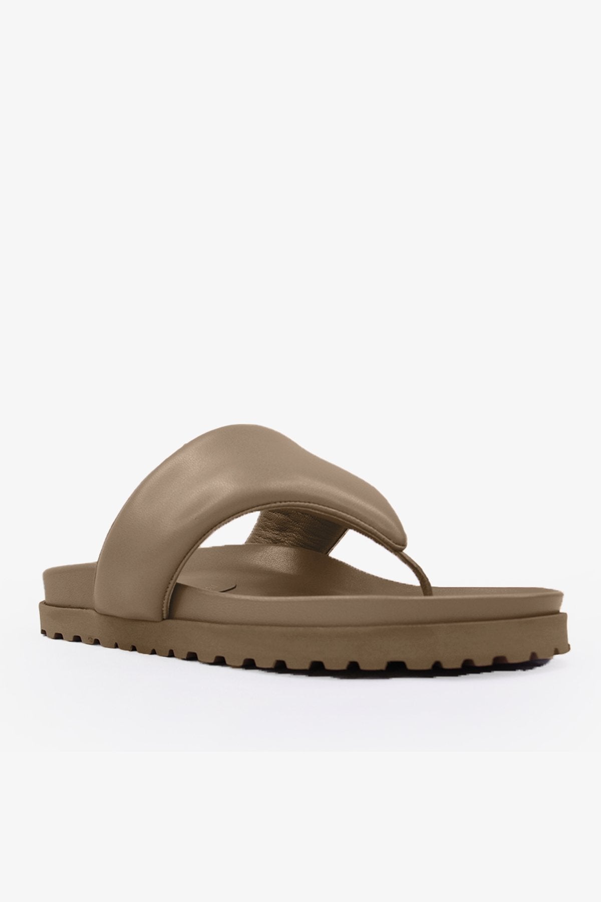 Perni Padded Flip Flop Flat Sandal in Taupe - shop-olivia.com