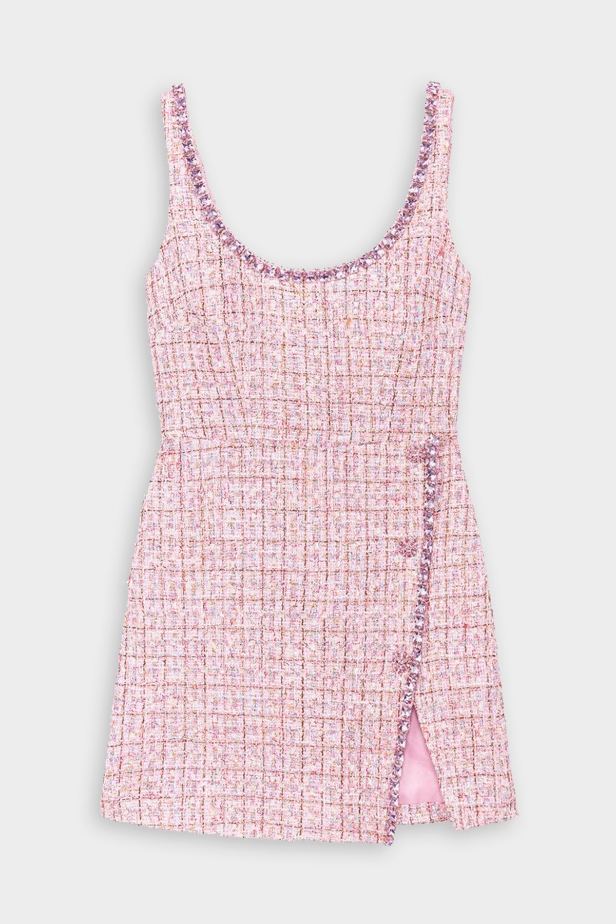 Pink Boucle Diamante Detail Dress - shop-olivia.com