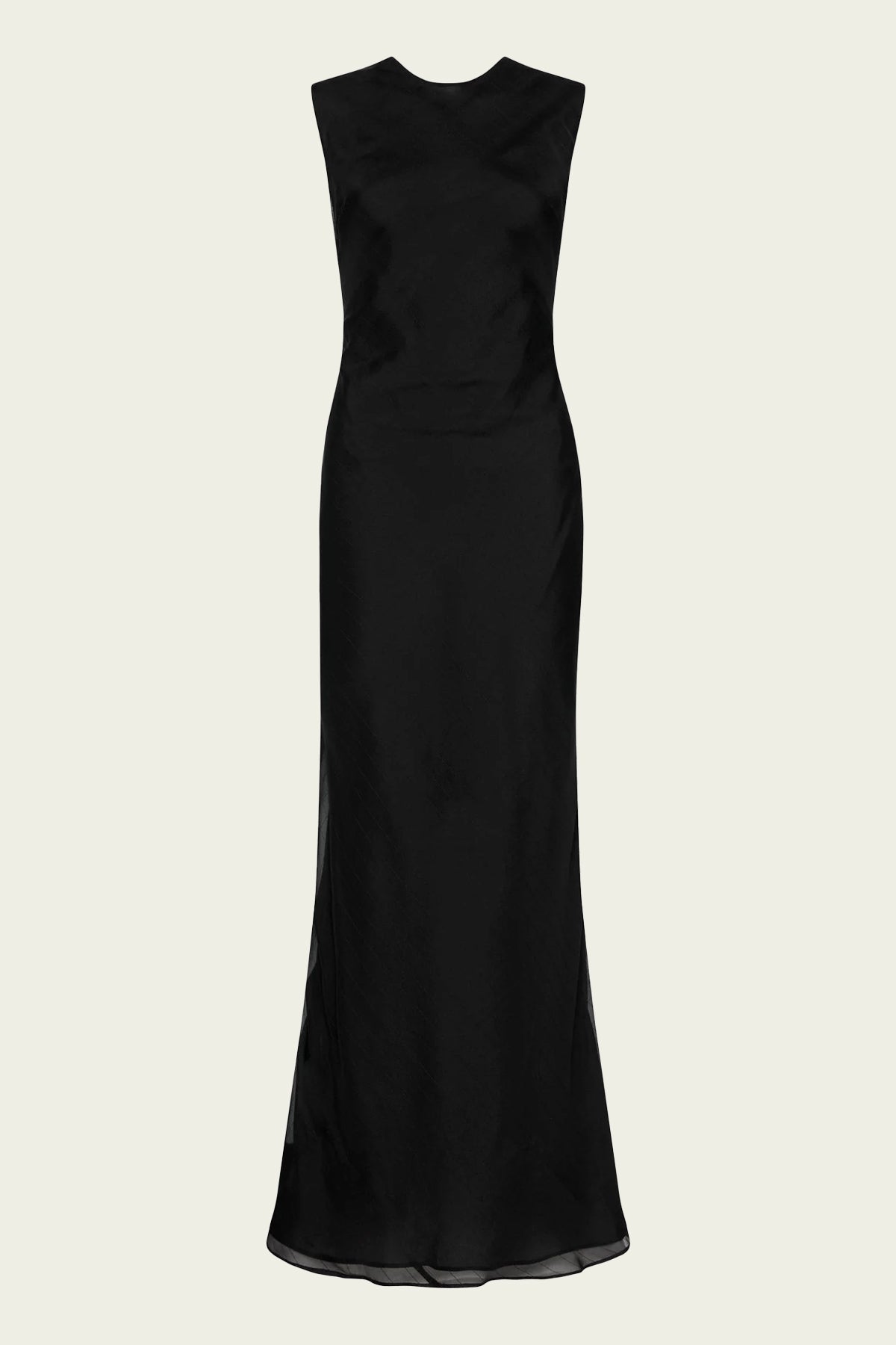 Pinstripe Silk Maxi Dress in Black - shop-olivia.com