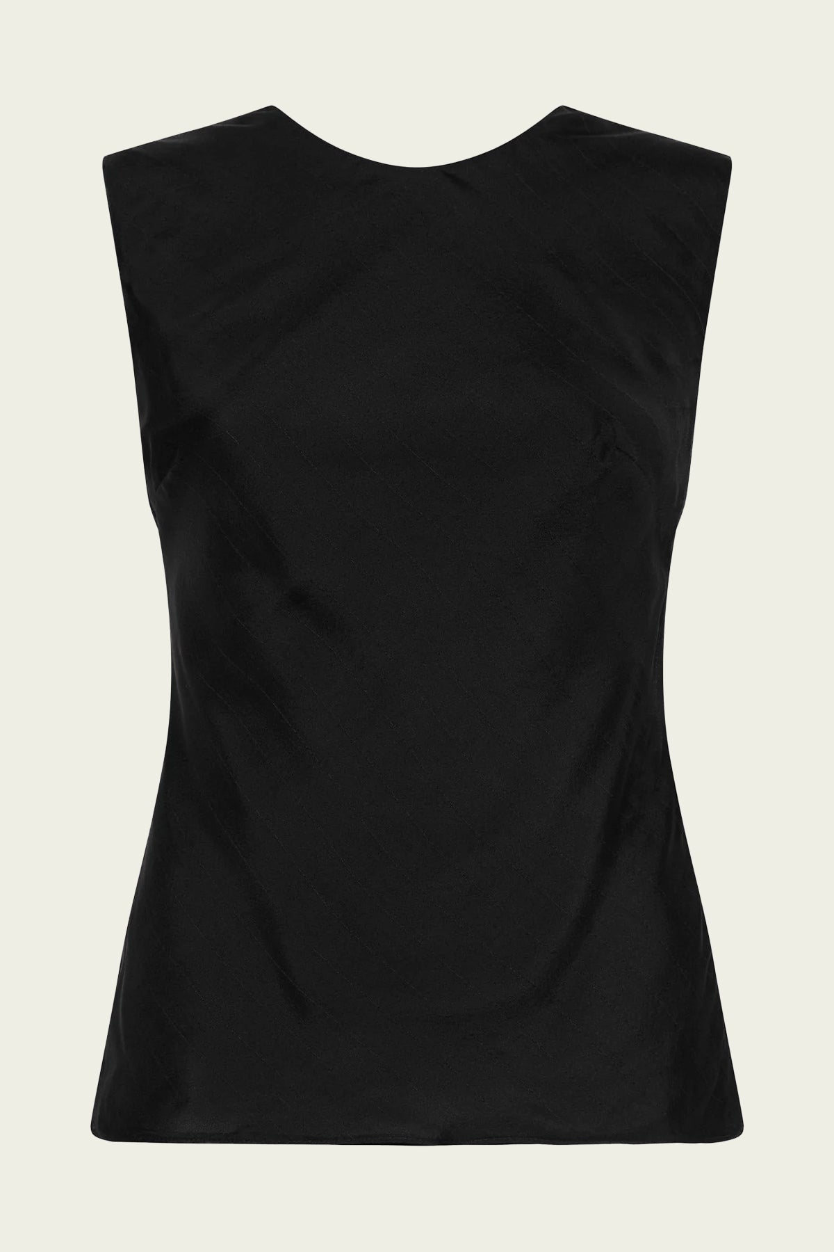 Pinstripe Silk Top in Black - shop-olivia.com