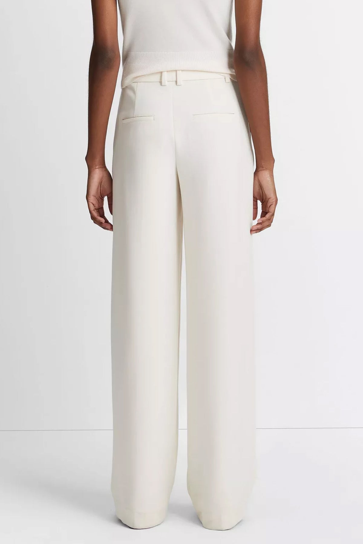 Pintuck Wide-Leg Pant in Off White - shop-olivia.com
