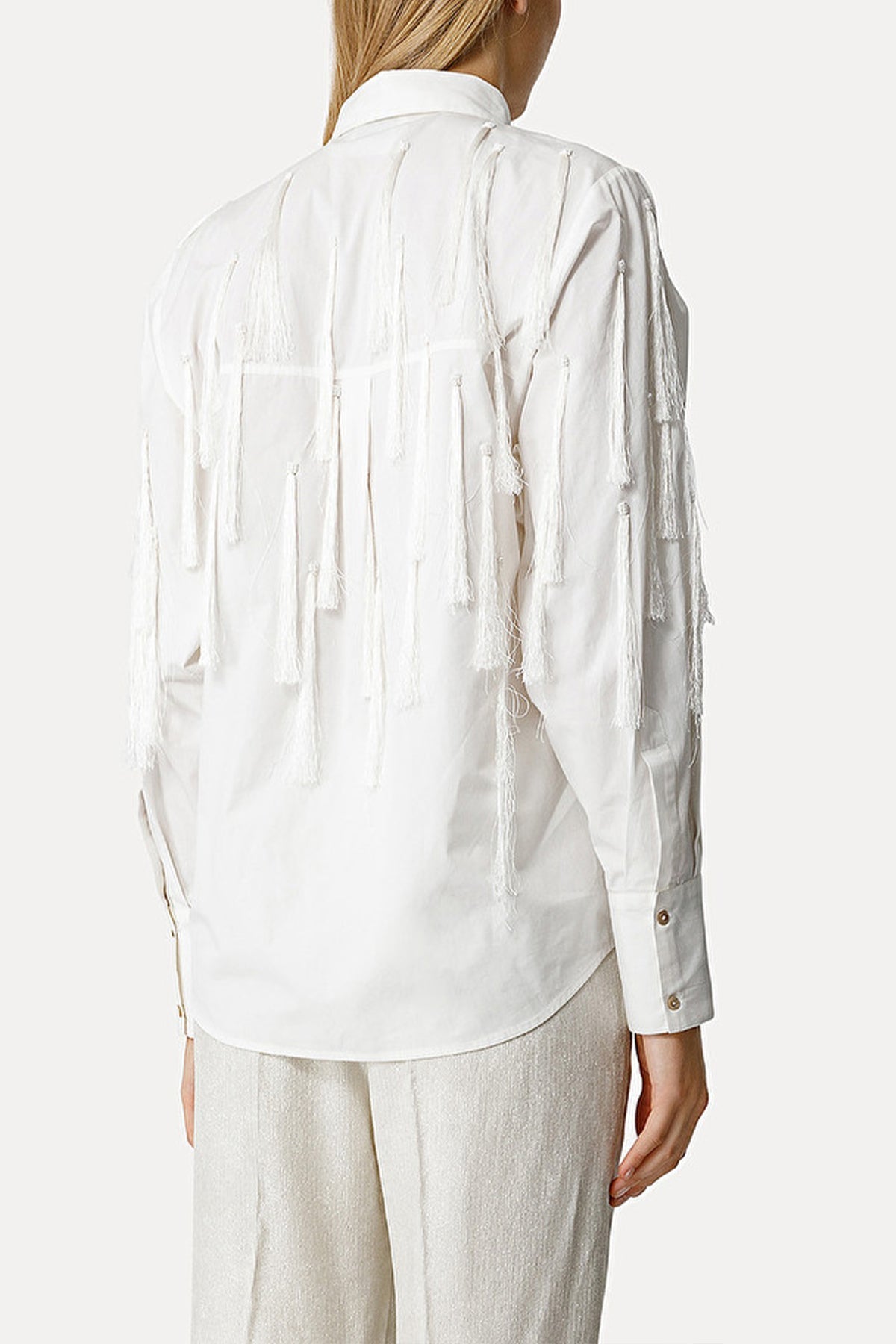 "Plumes de L'hiver" Cotton Poplin Shirt in Pure - shop-olivia.com