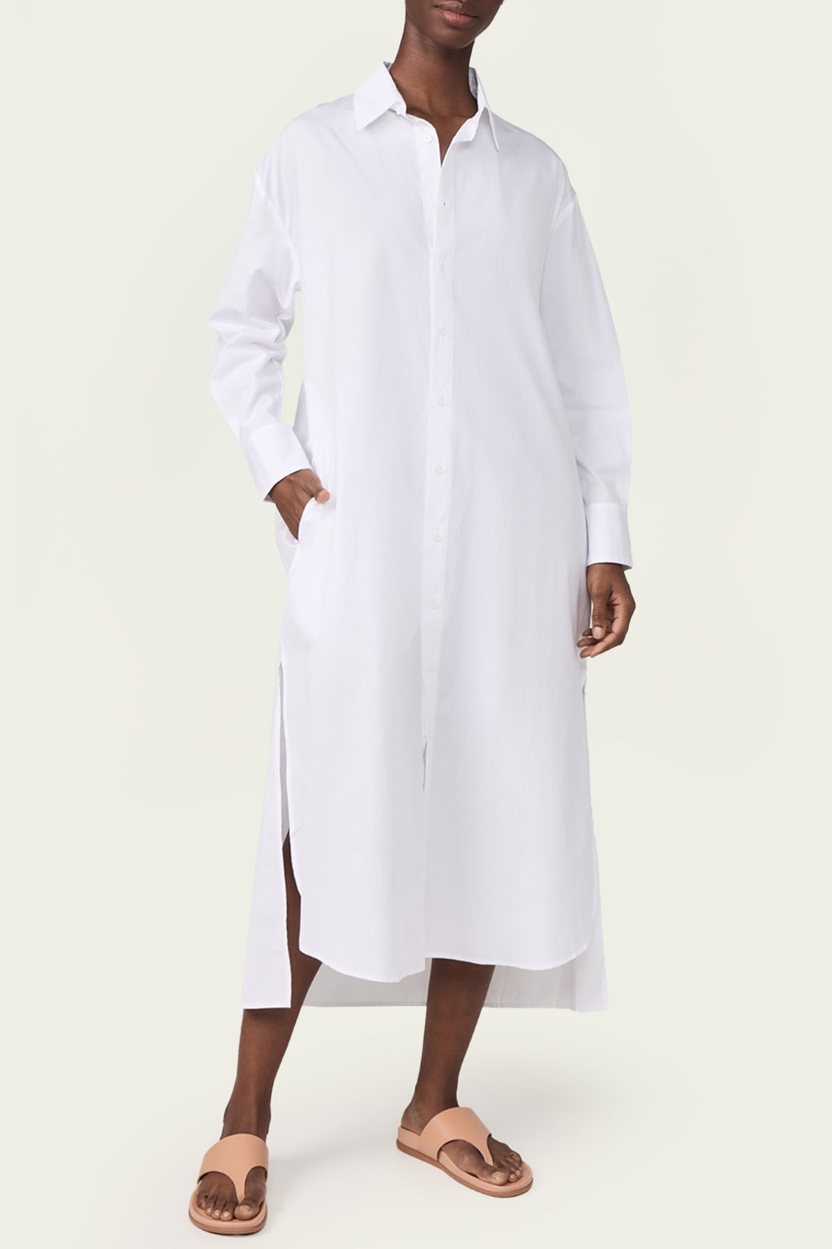 Poplin Shirtdress in White - shop-olivia.com