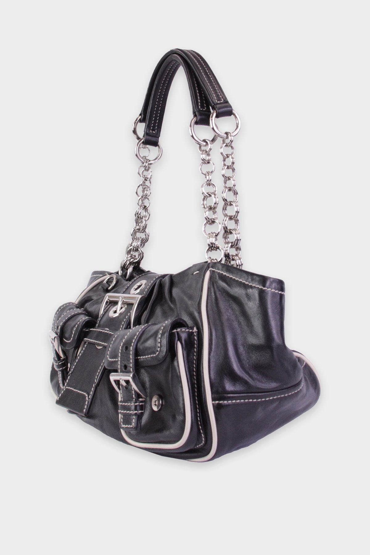 Prada Black Leather Handbag - shop-olivia.com