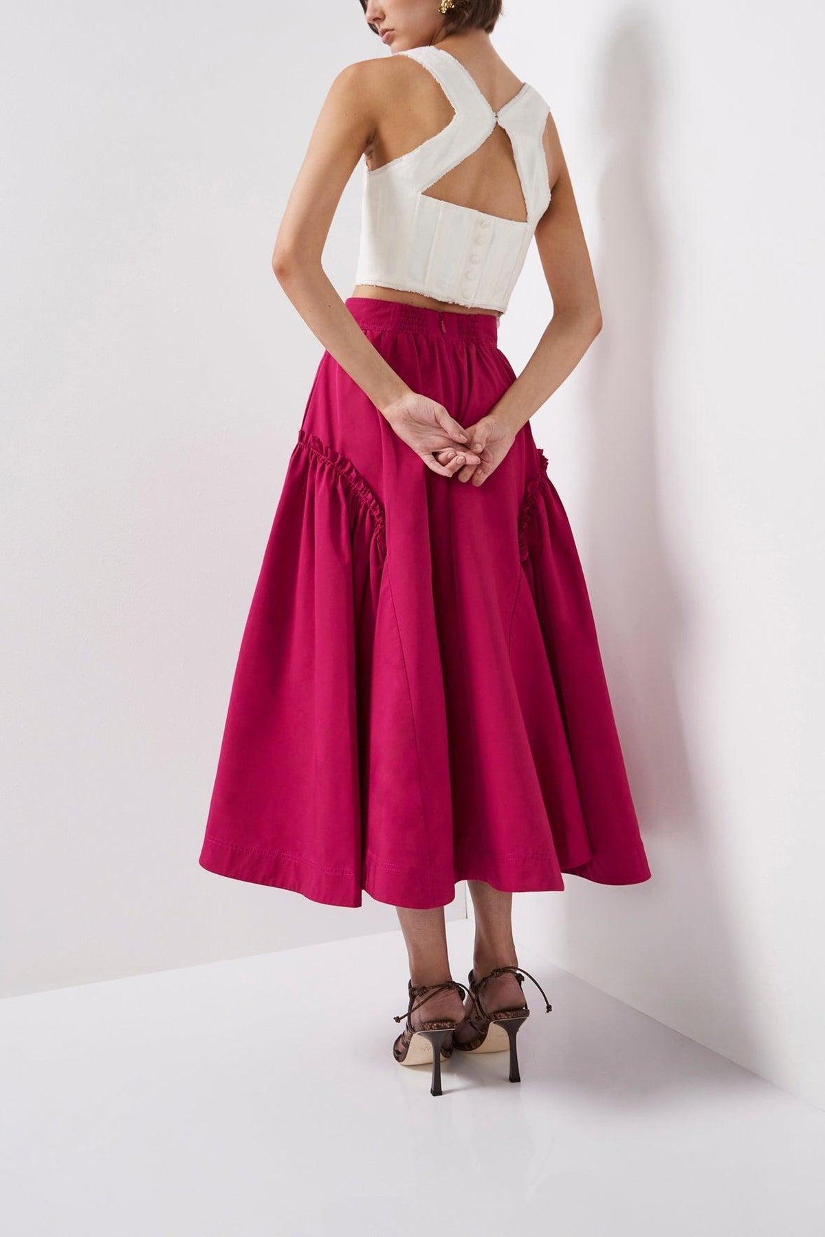 Promise Midi Skirt in Fuchsia - shop-olivia.com