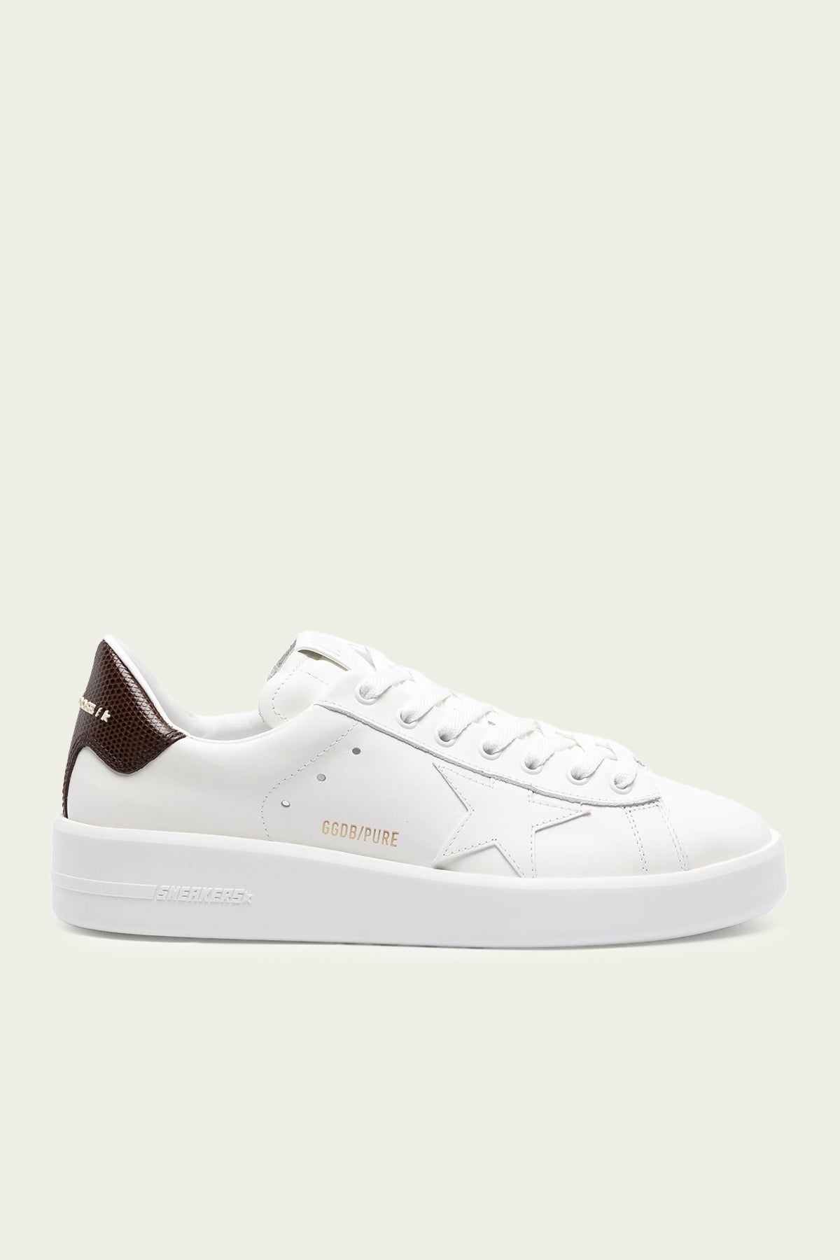 Pure-Star Burgundy Back White Leather Men Sneaker - shop-olivia.com