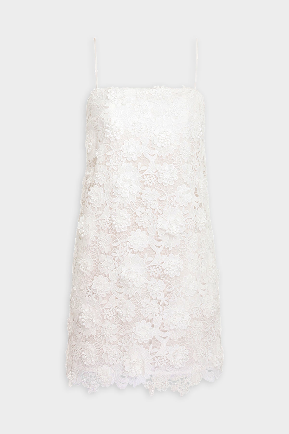 Raie Lace Flower Mini Dress in Ivory - shop-olivia.com