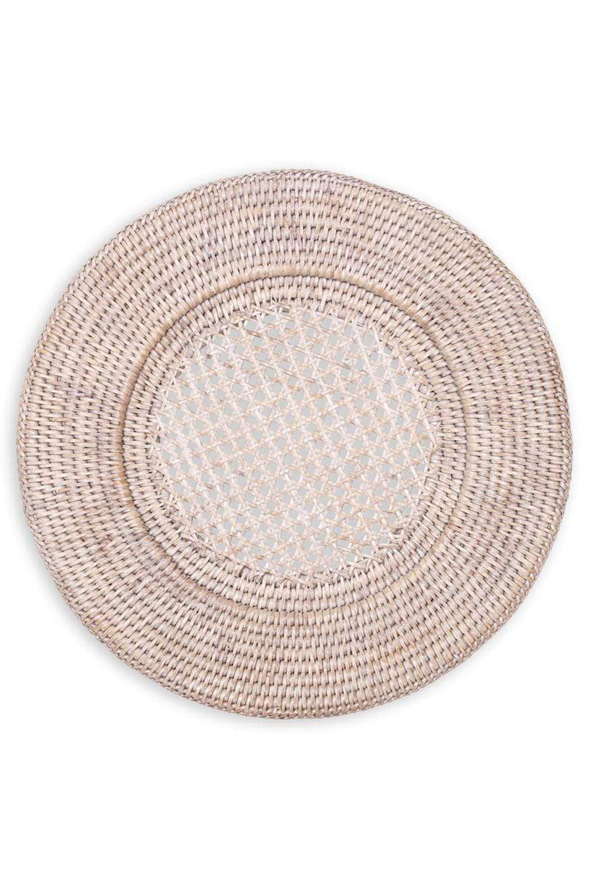 Rattan Round Plate Charger in White Natural - shop-olivia.com