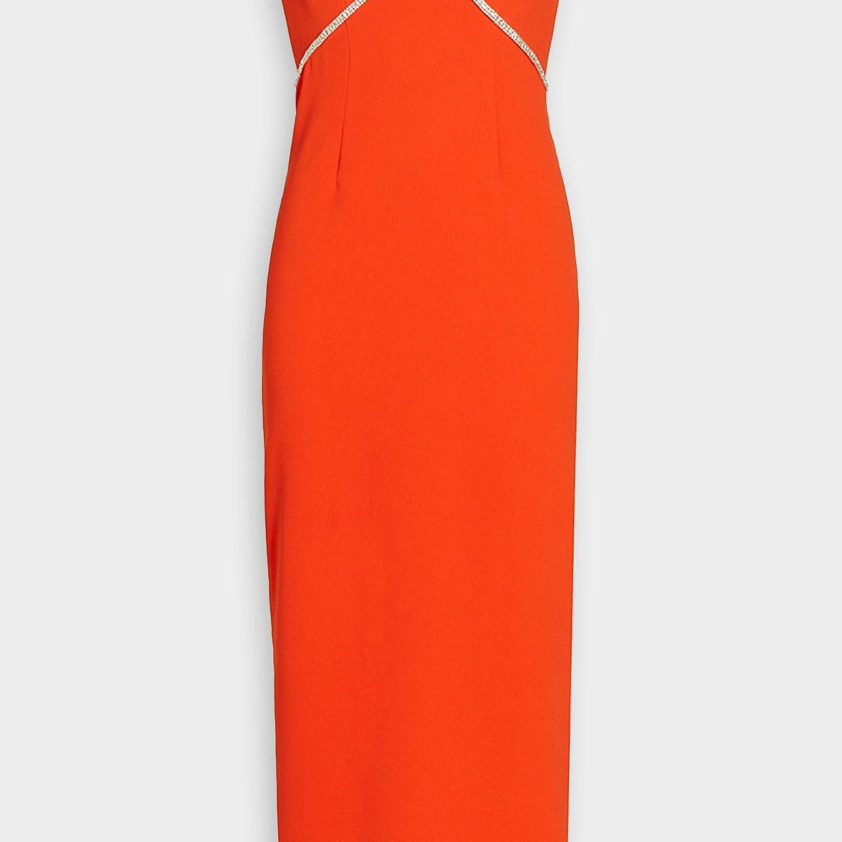 Red Bandeau Crepe Midi Dress